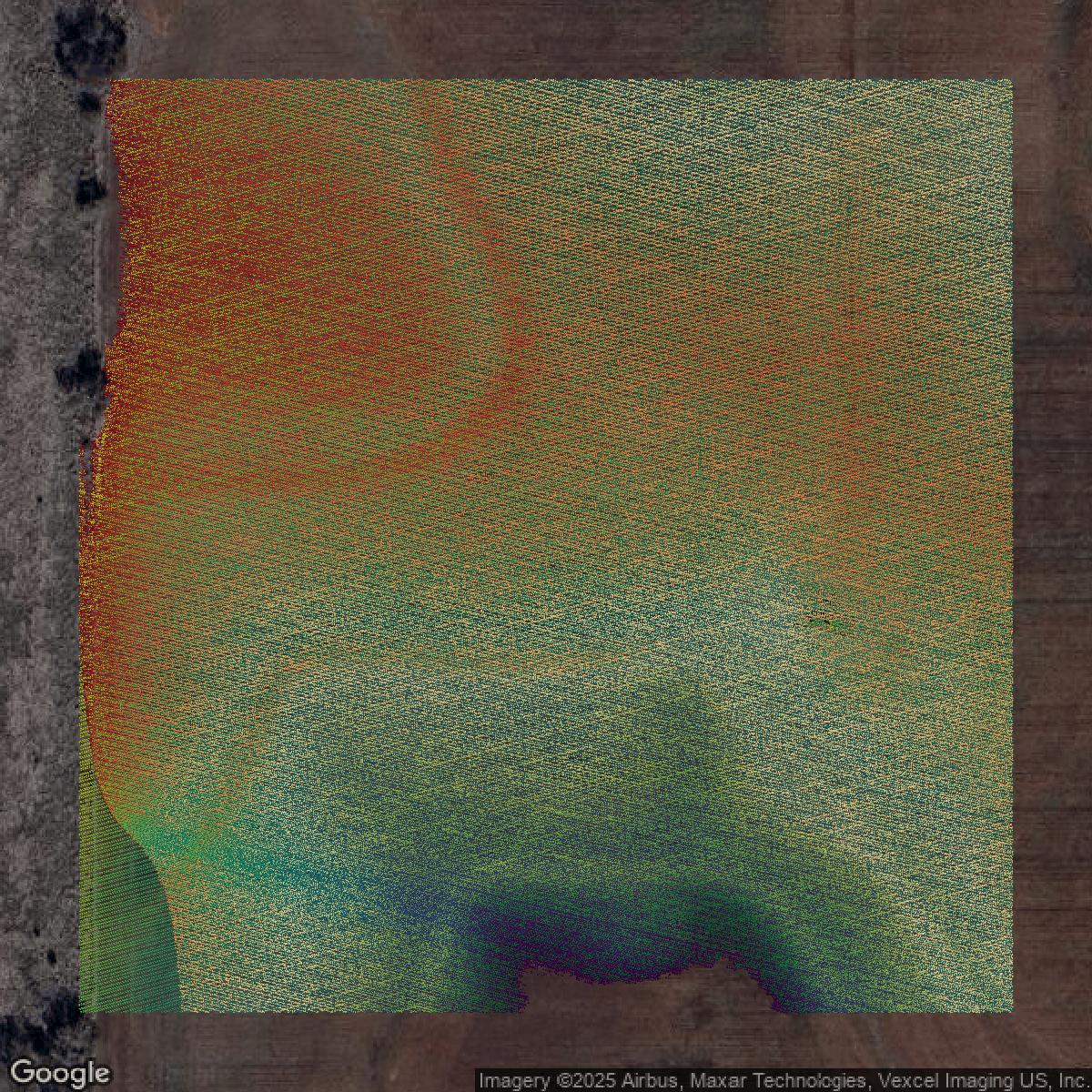 This image shows a LiDAR point cloud in Oklahoma County created using GIS data in Equator.