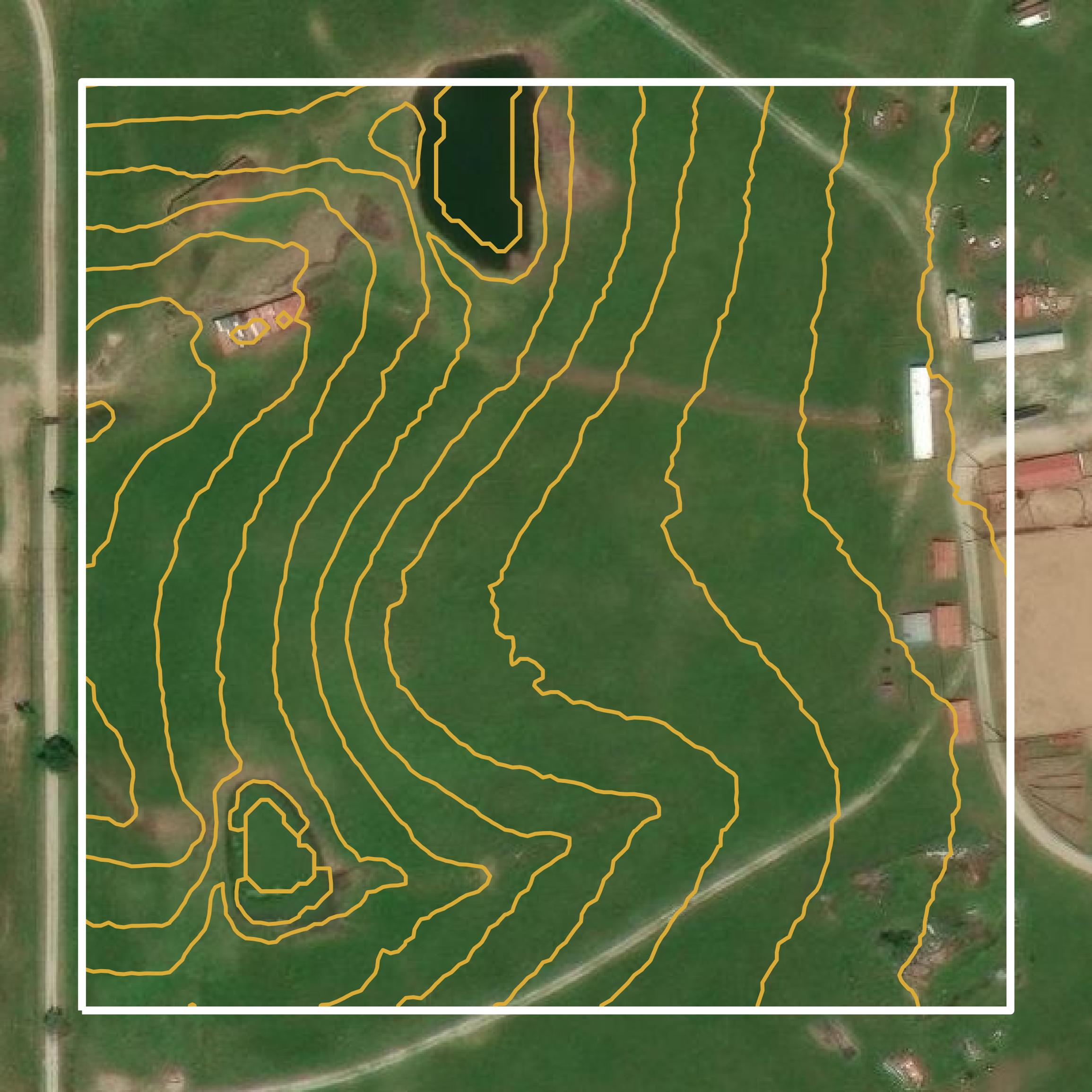 This image shows a contour map in Osage County created using GIS data in Equator.
