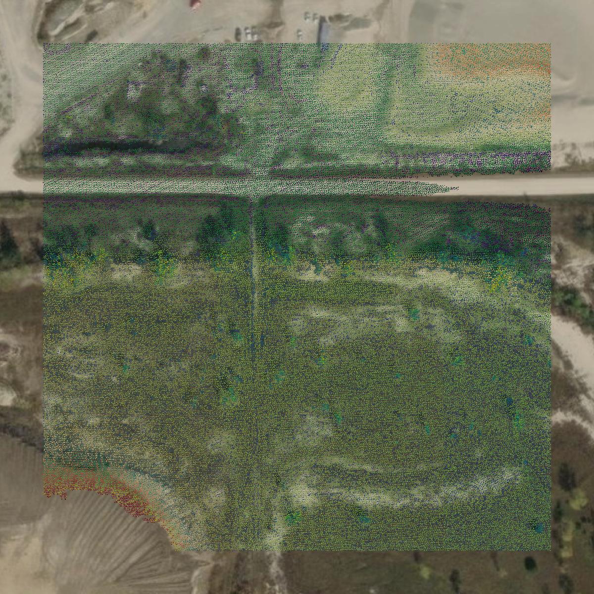 This image shows a LiDAR point cloud in Ottawa County created using GIS data in Equator.