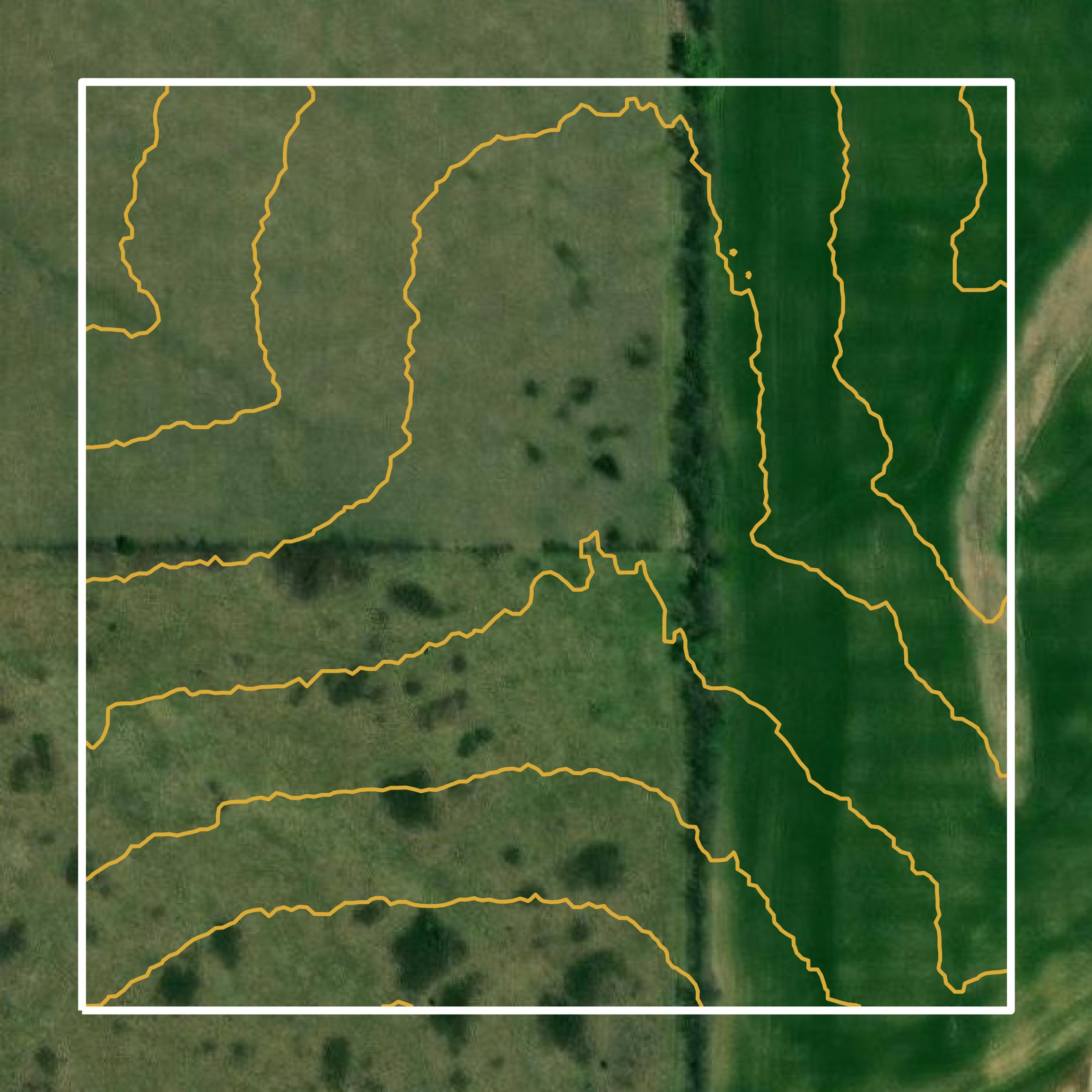 This image shows a contour map in Pawnee County created using GIS data in Equator.