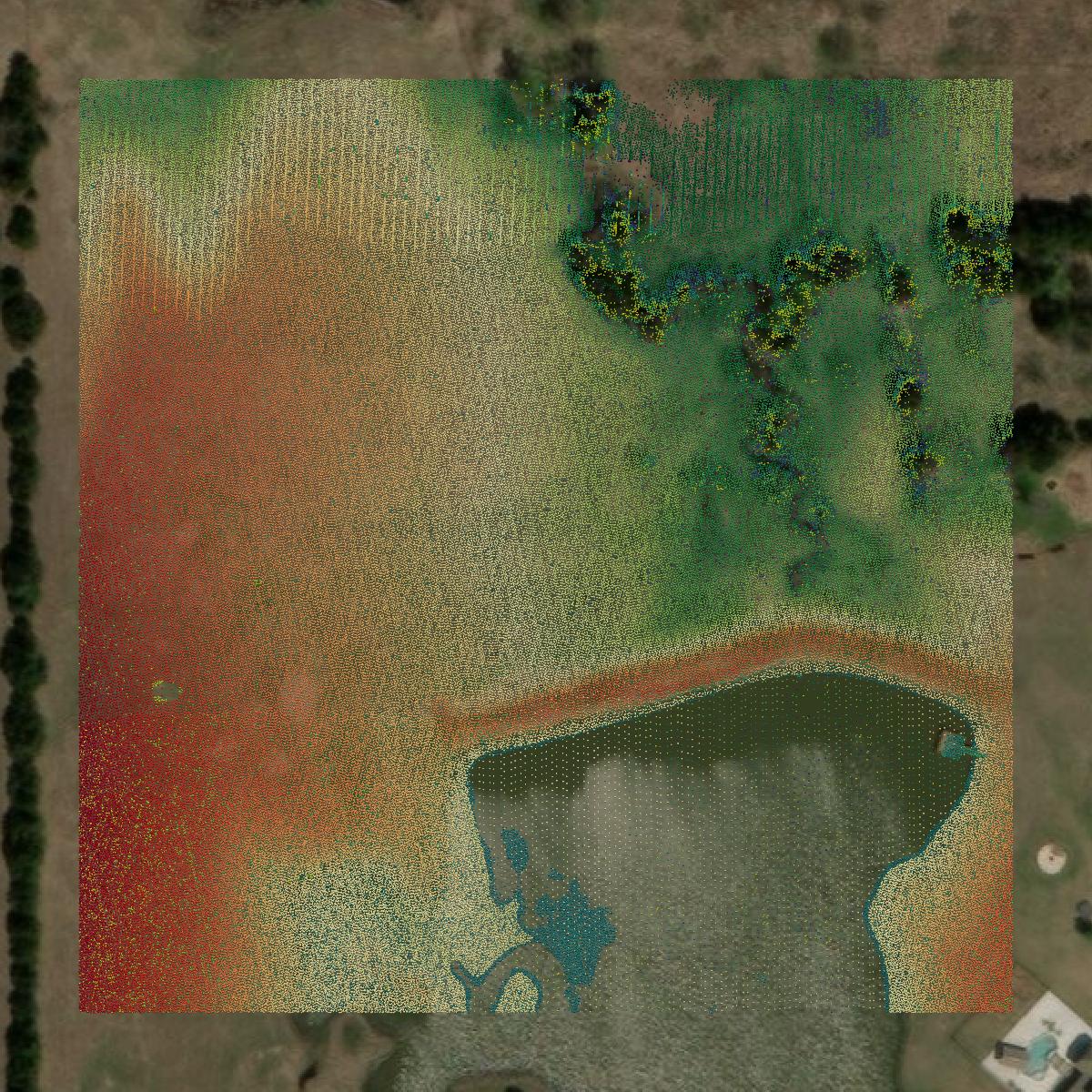 This image shows a LiDAR point cloud in Payne County created using GIS data in Equator.