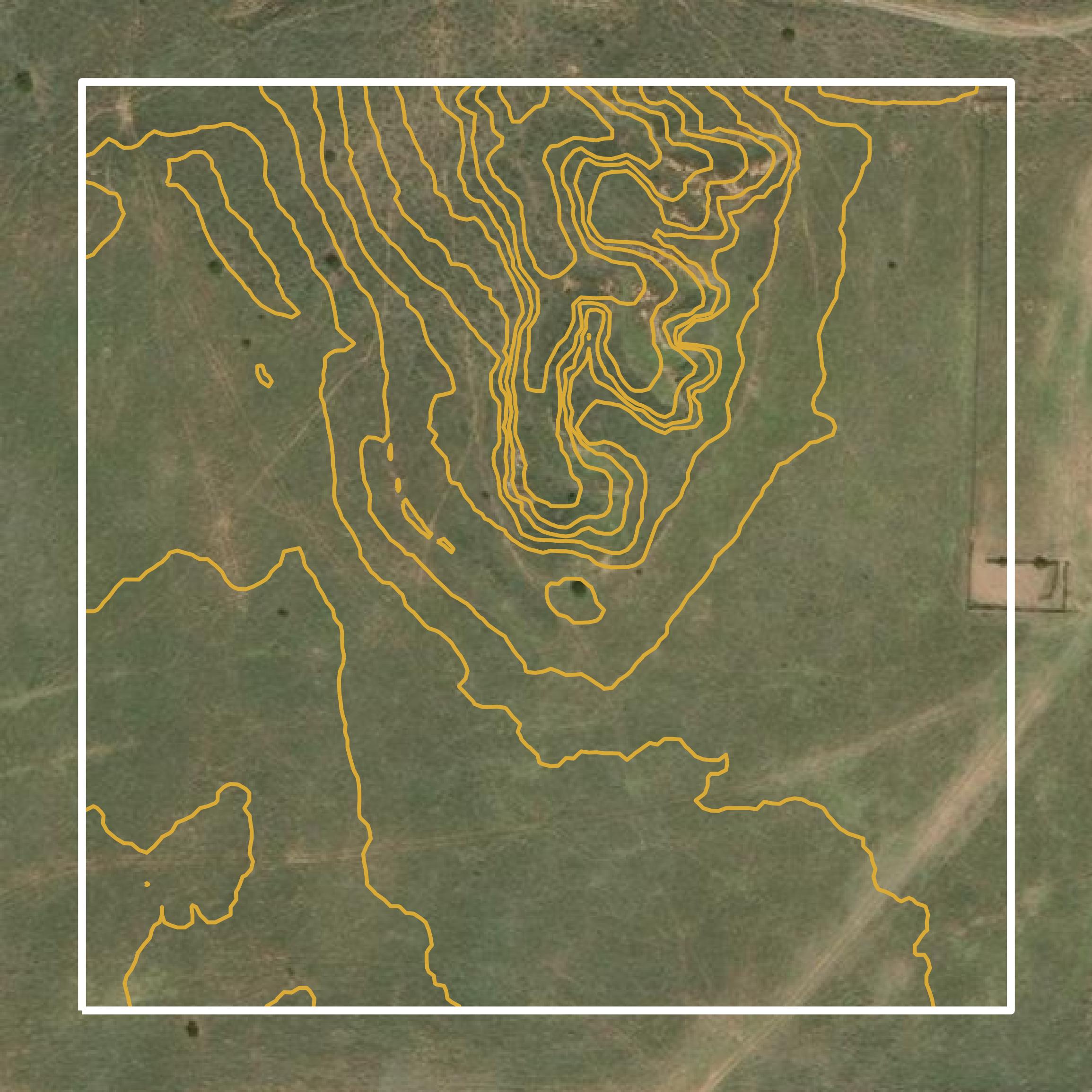 This image shows a contour map in Roger Mills County created using GIS data in Equator.