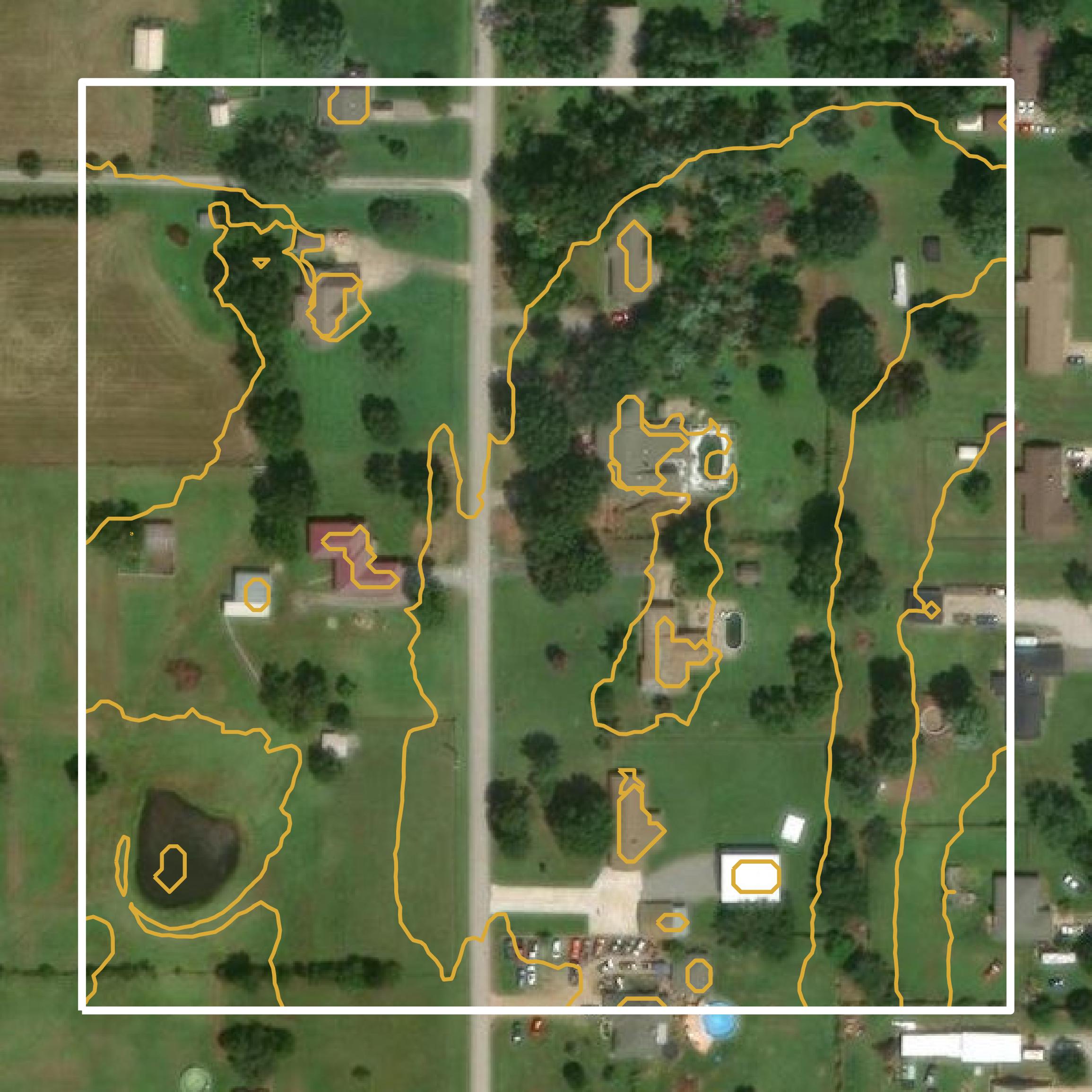 This image shows a contour map in Rogers County created using GIS data in Equator.