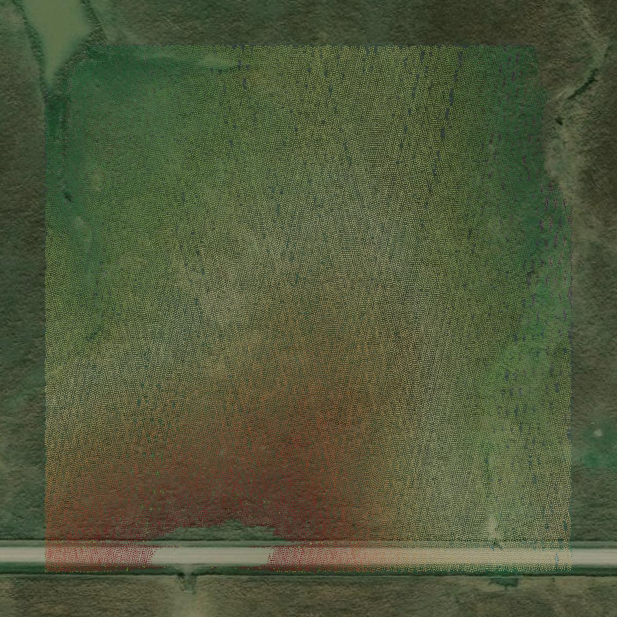This image shows a LiDAR point cloud in Rogers County created using GIS data in Equator.