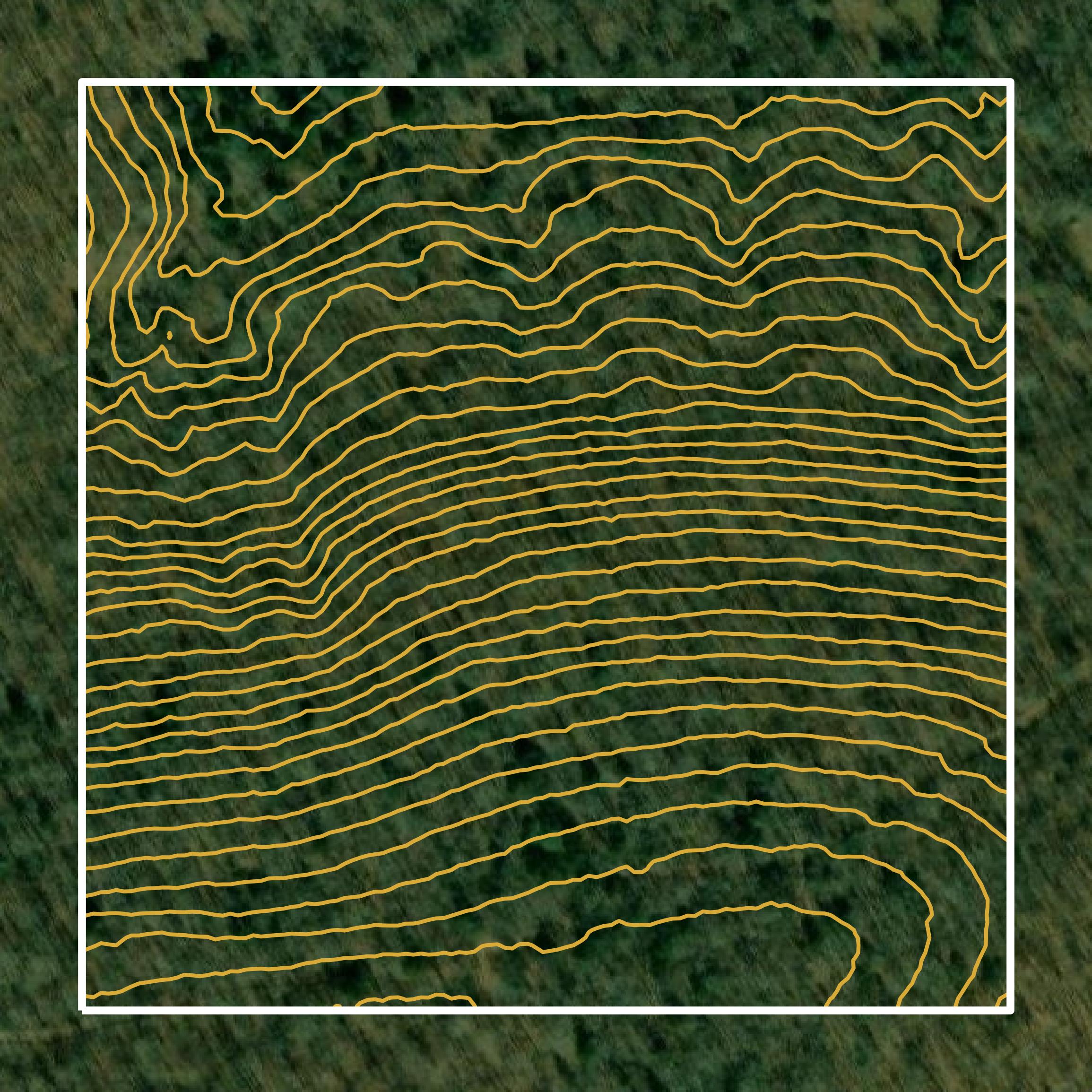 This image shows a contour map in Sequoyah County created using GIS data in Equator.