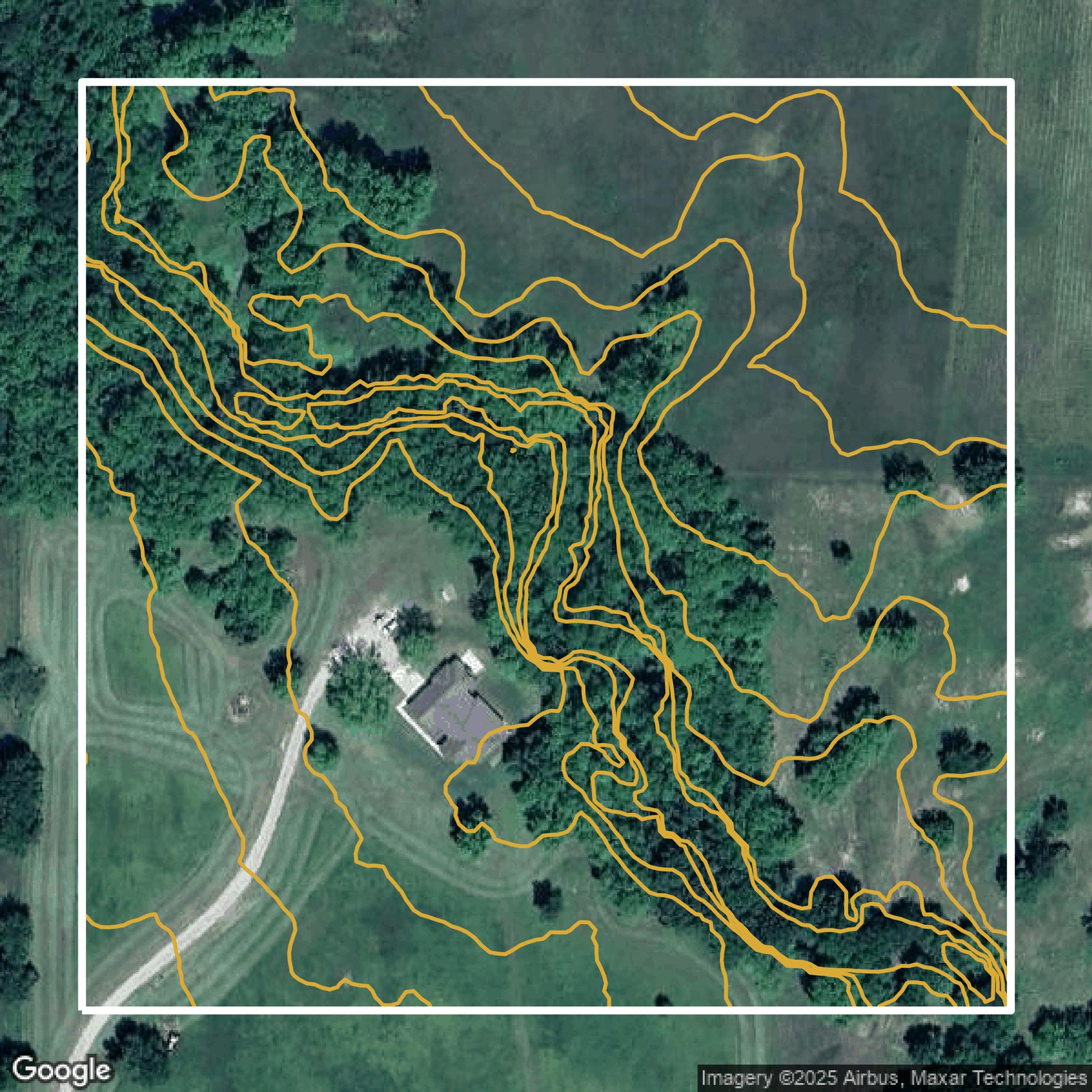 This image shows a contour map in Tulsa County created using GIS data in Equator.