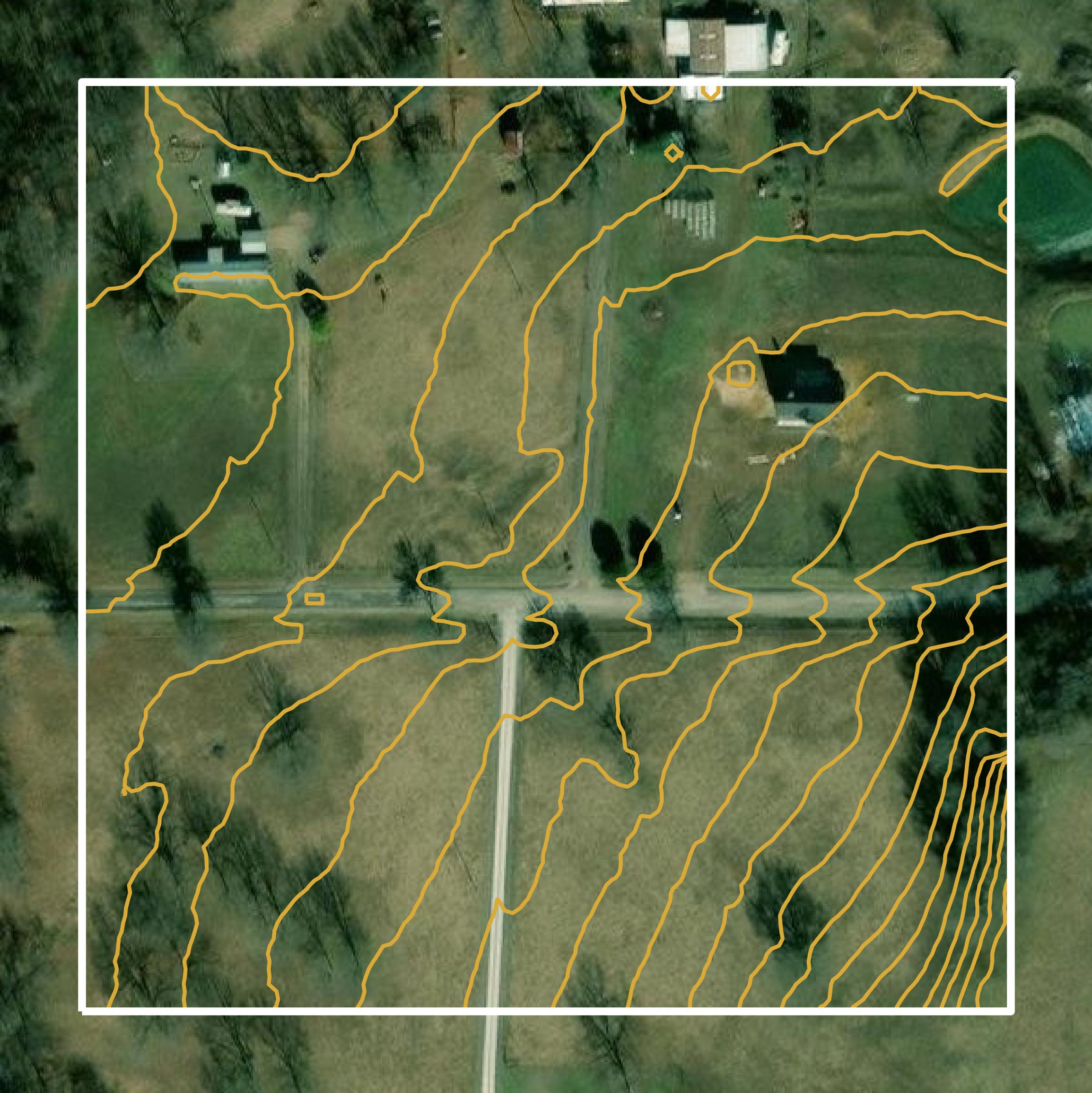 This image shows a contour map in Wagoner County created using GIS data in Equator.
