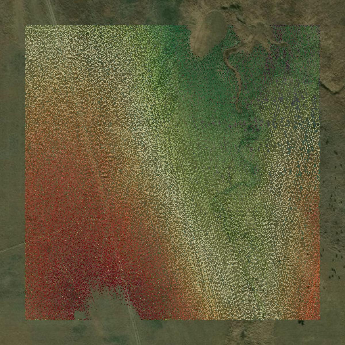 This image shows a LiDAR point cloud in Washington County created using GIS data in Equator.