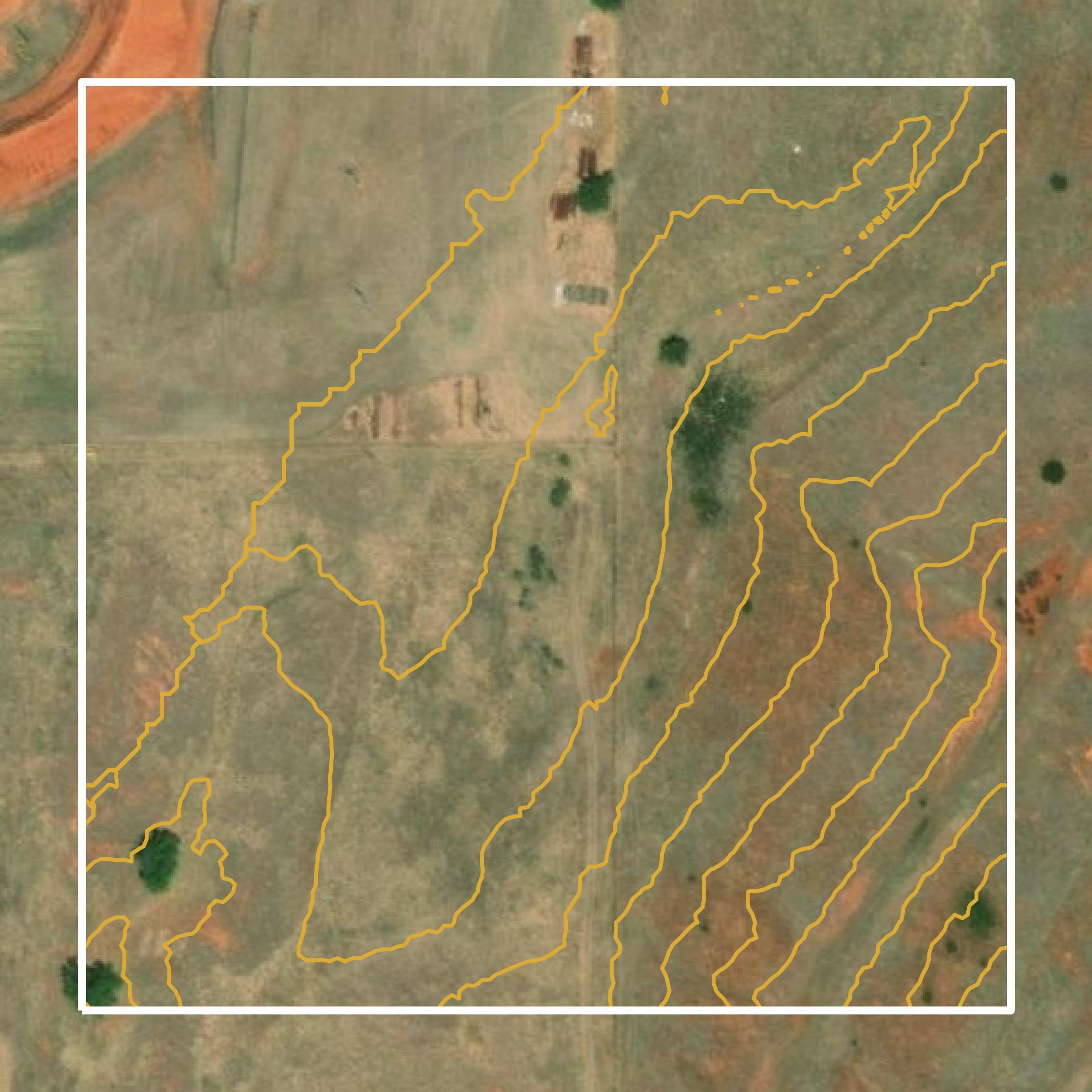 This image shows a contour map in Washita County created using GIS data in Equator.