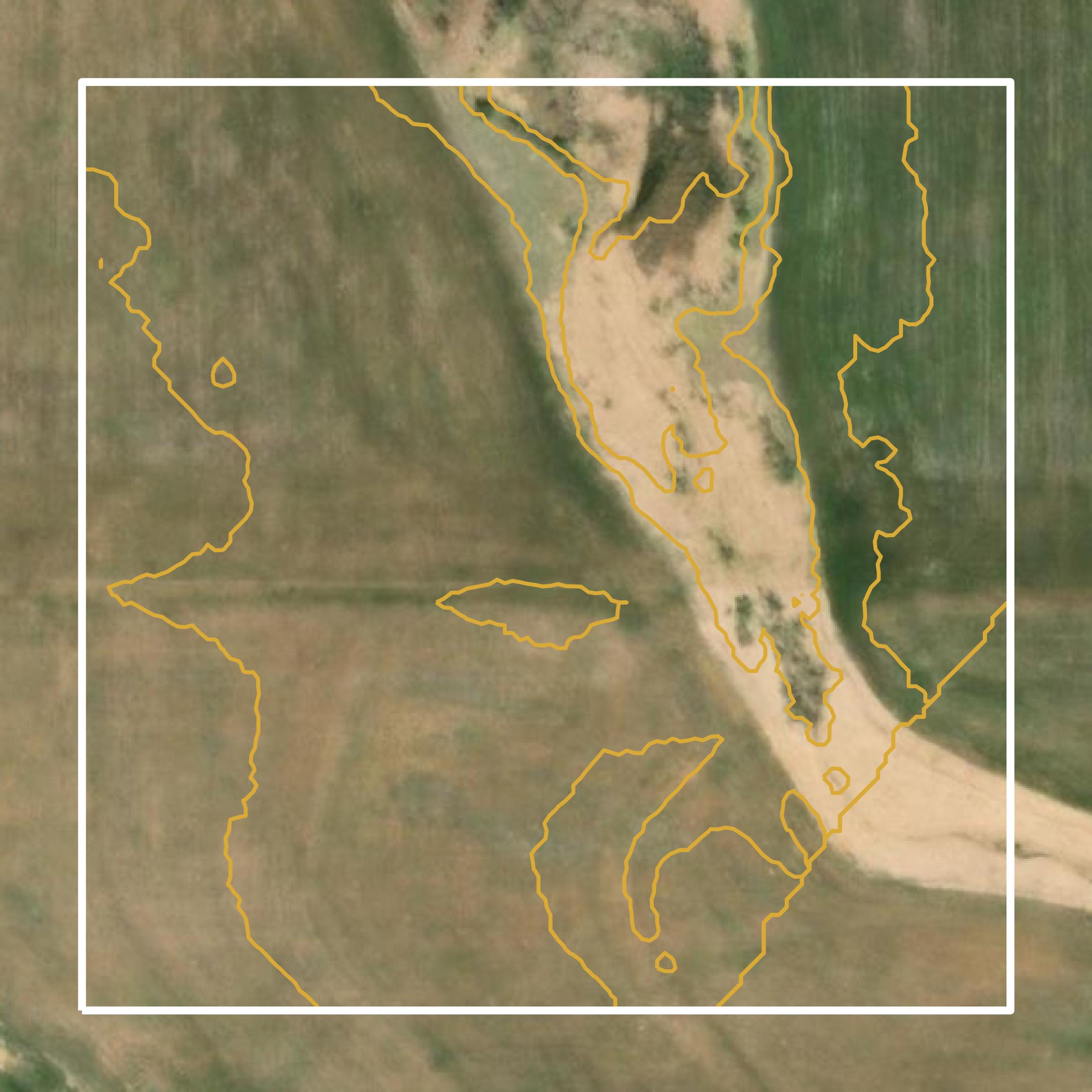This image shows a contour map in Washita County created using GIS data in Equator.