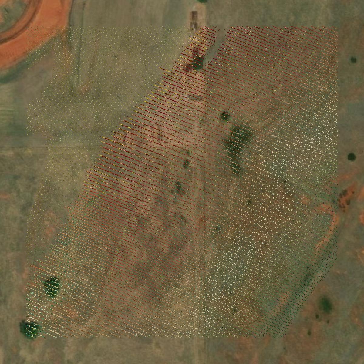 This image shows a LiDAR point cloud in Washita County created using GIS data in Equator.