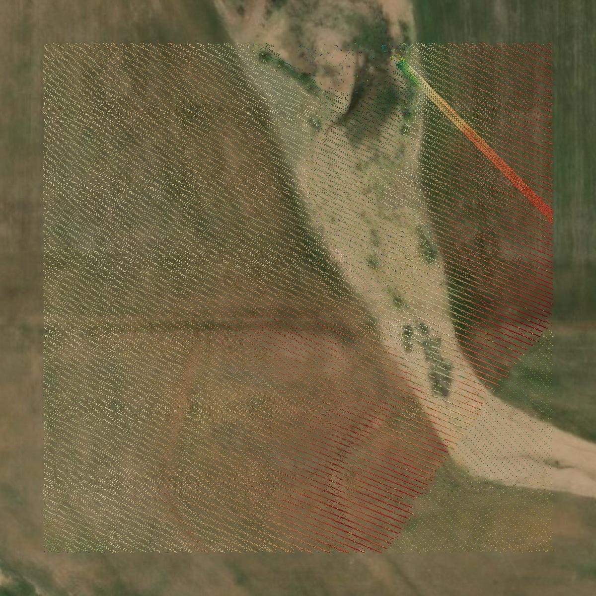 This image shows a LiDAR point cloud in Washita County created using GIS data in Equator.