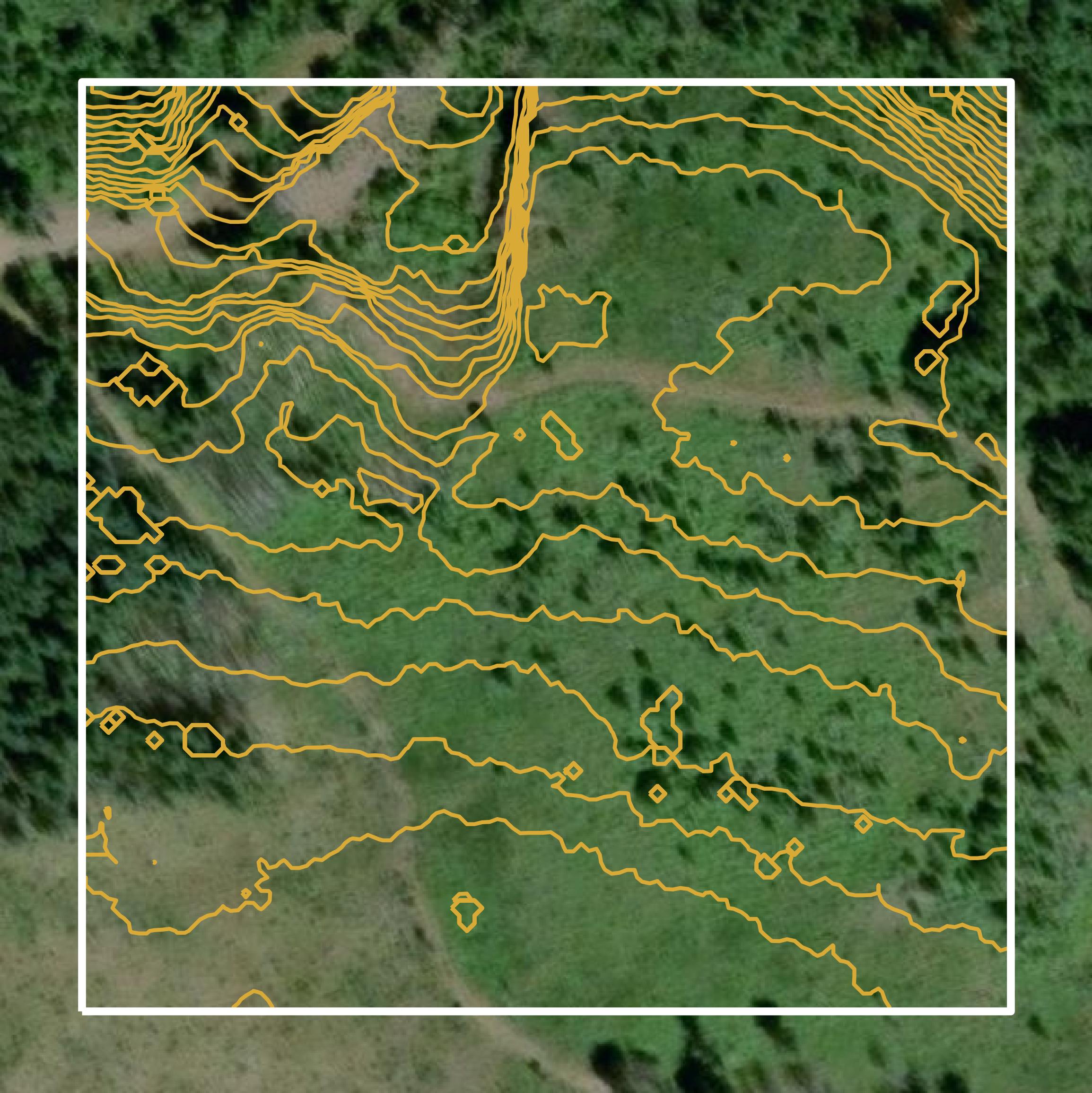 This image shows a contour map in Clackamas County created using GIS data in Equator.