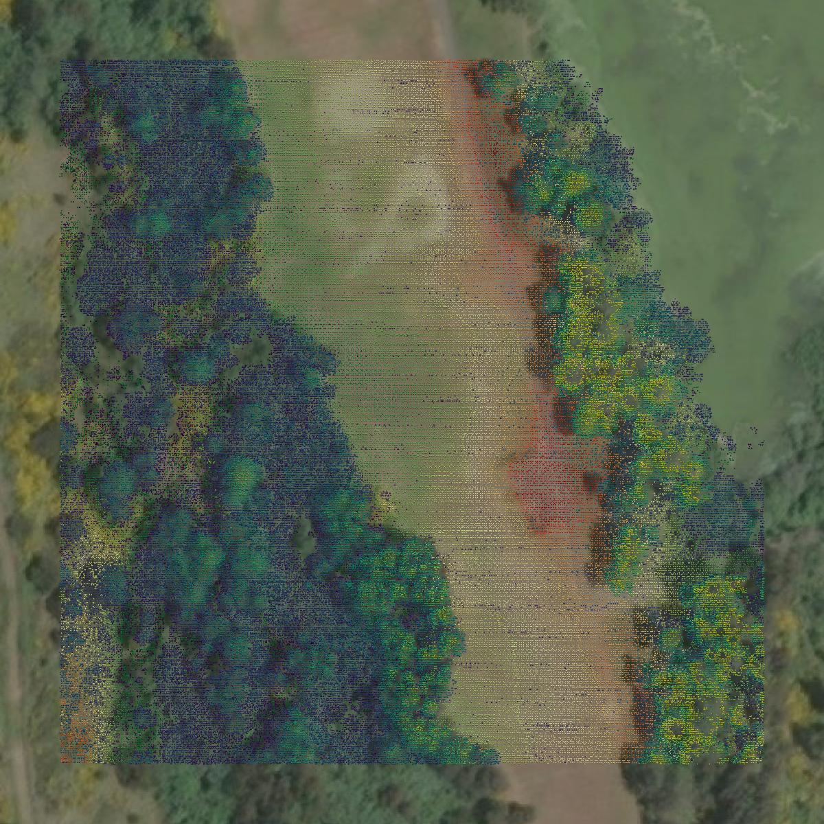 This image shows a LiDAR point cloud in Clatsop County created using GIS data in Equator.