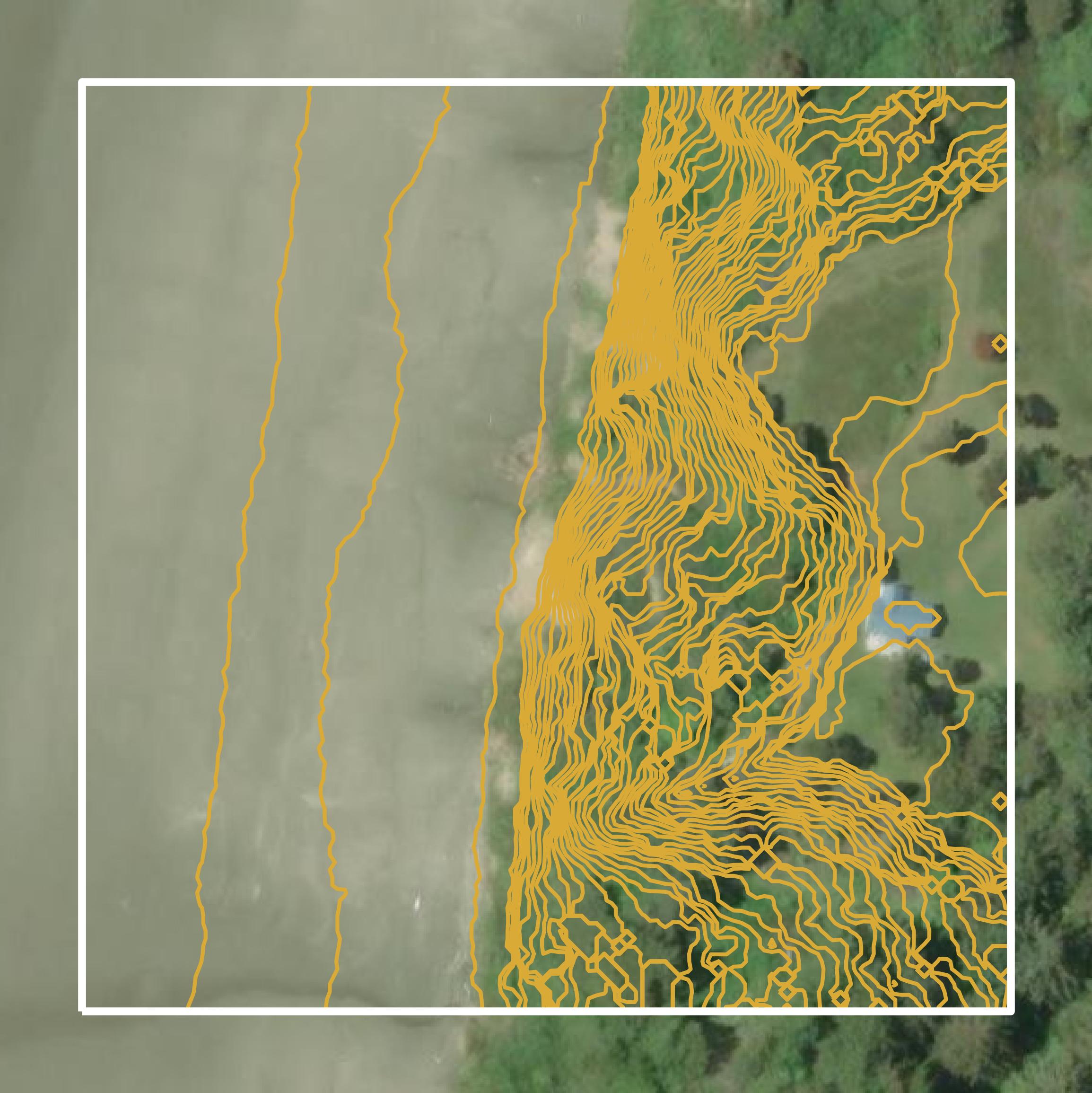 This image shows a contour map in Coos County created using GIS data in Equator.