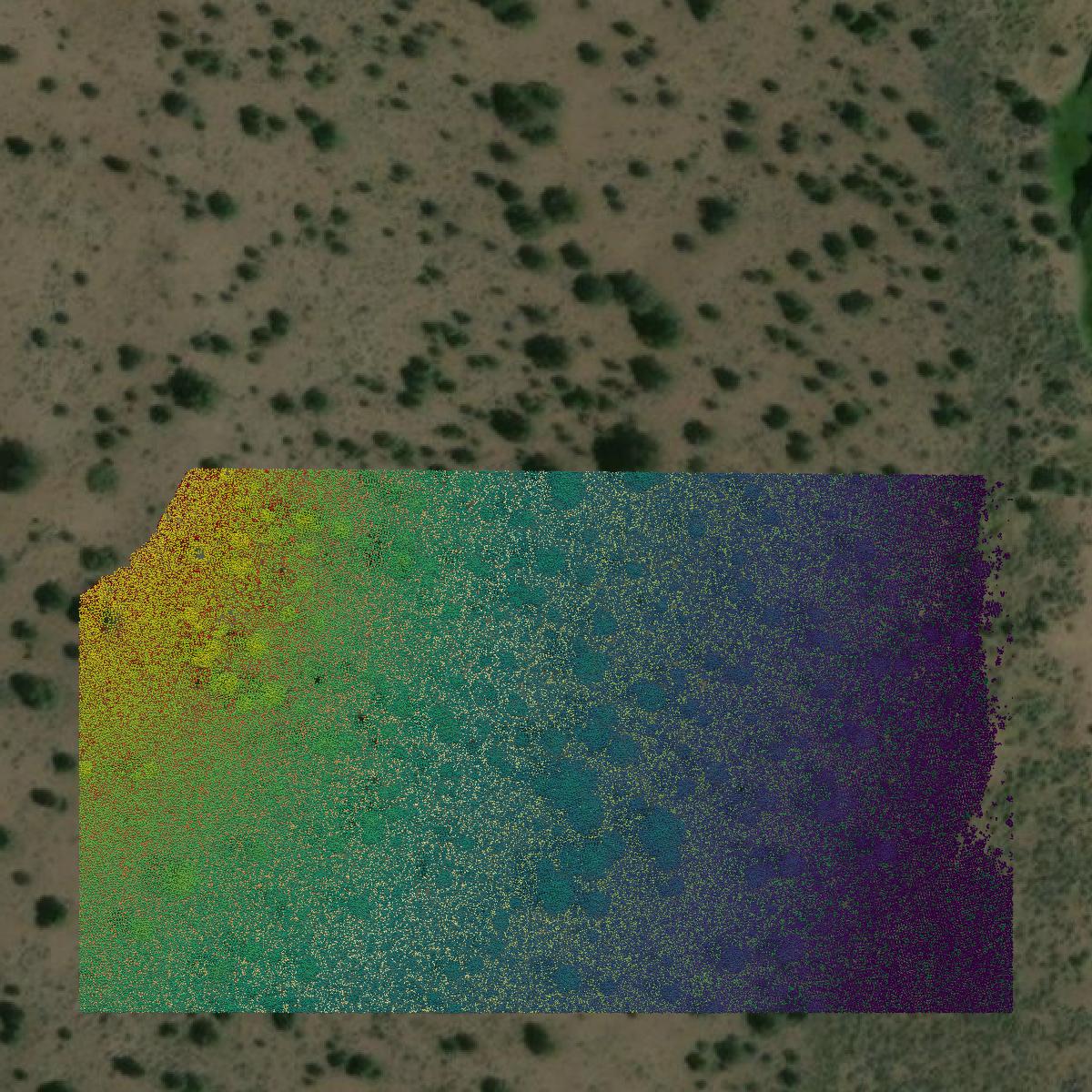 This image shows a LiDAR point cloud in Crook County created using GIS data in Equator.
