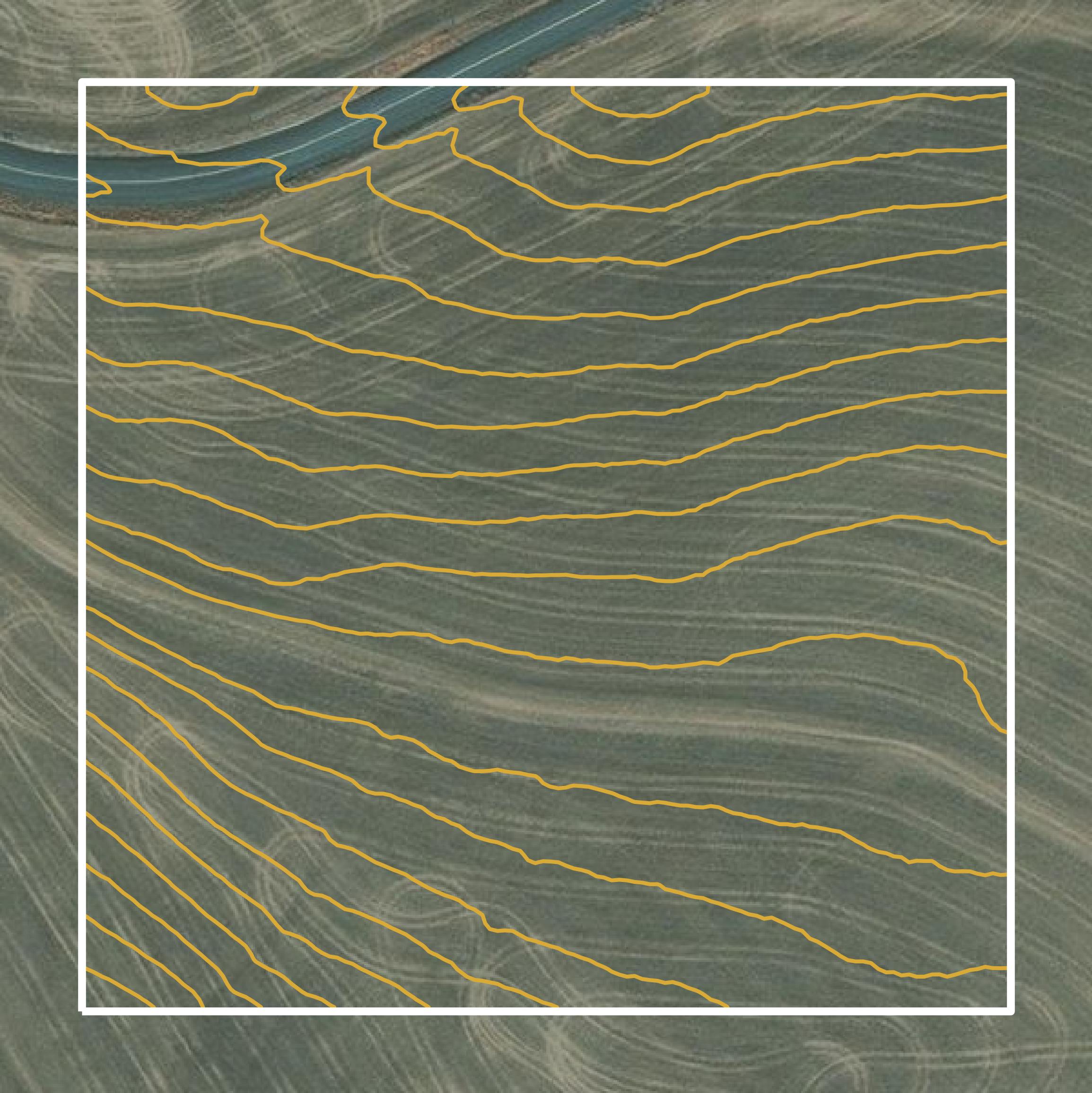 This image shows a contour map in Gilliam County created using GIS data in Equator.