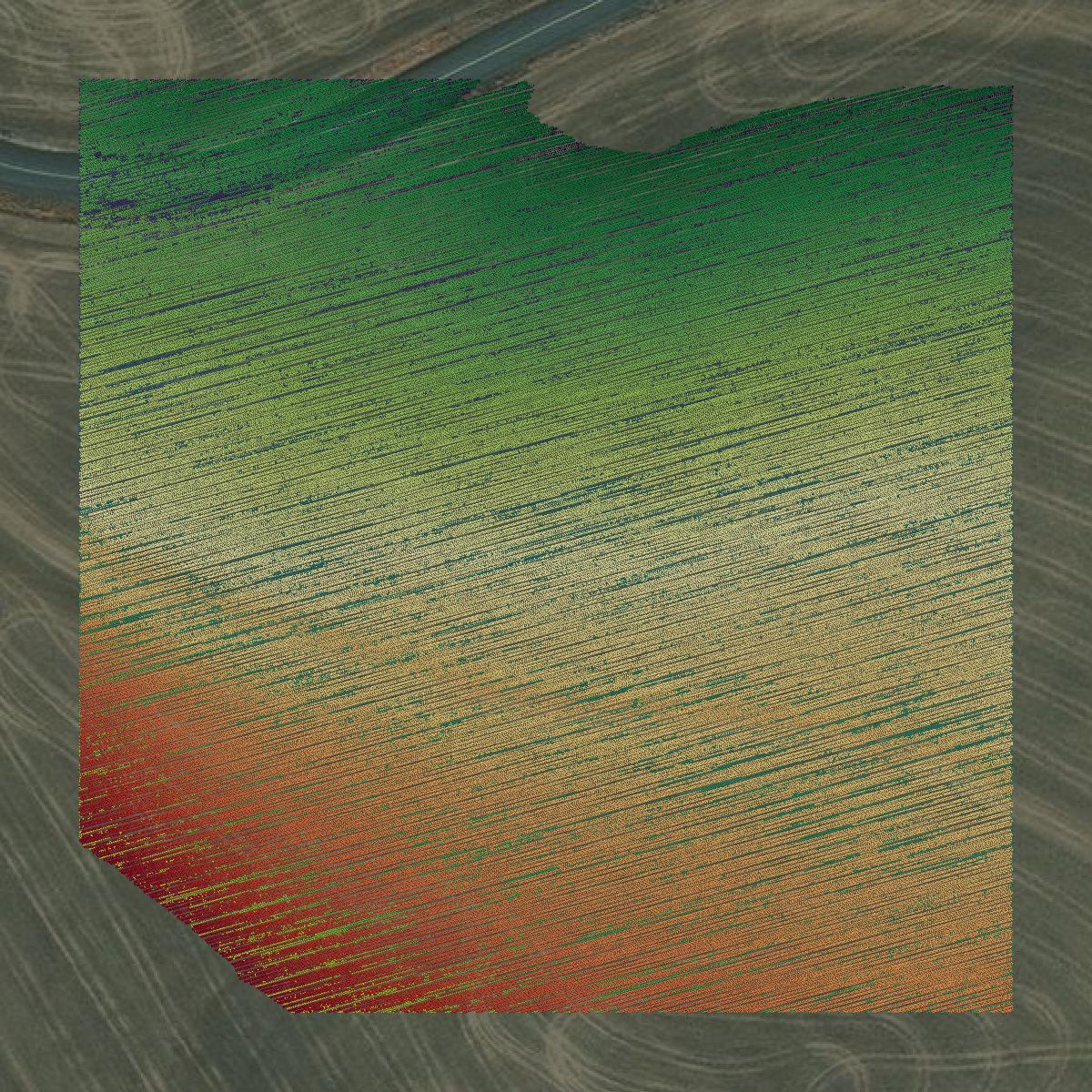 This image shows a LiDAR point cloud in Gilliam County created using GIS data in Equator.