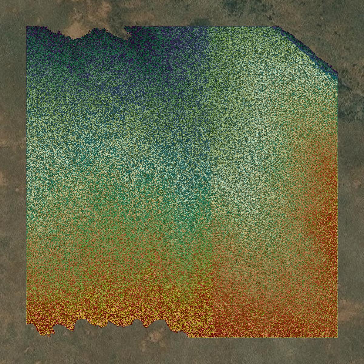 This image shows a LiDAR point cloud in Harney County created using GIS data in Equator.