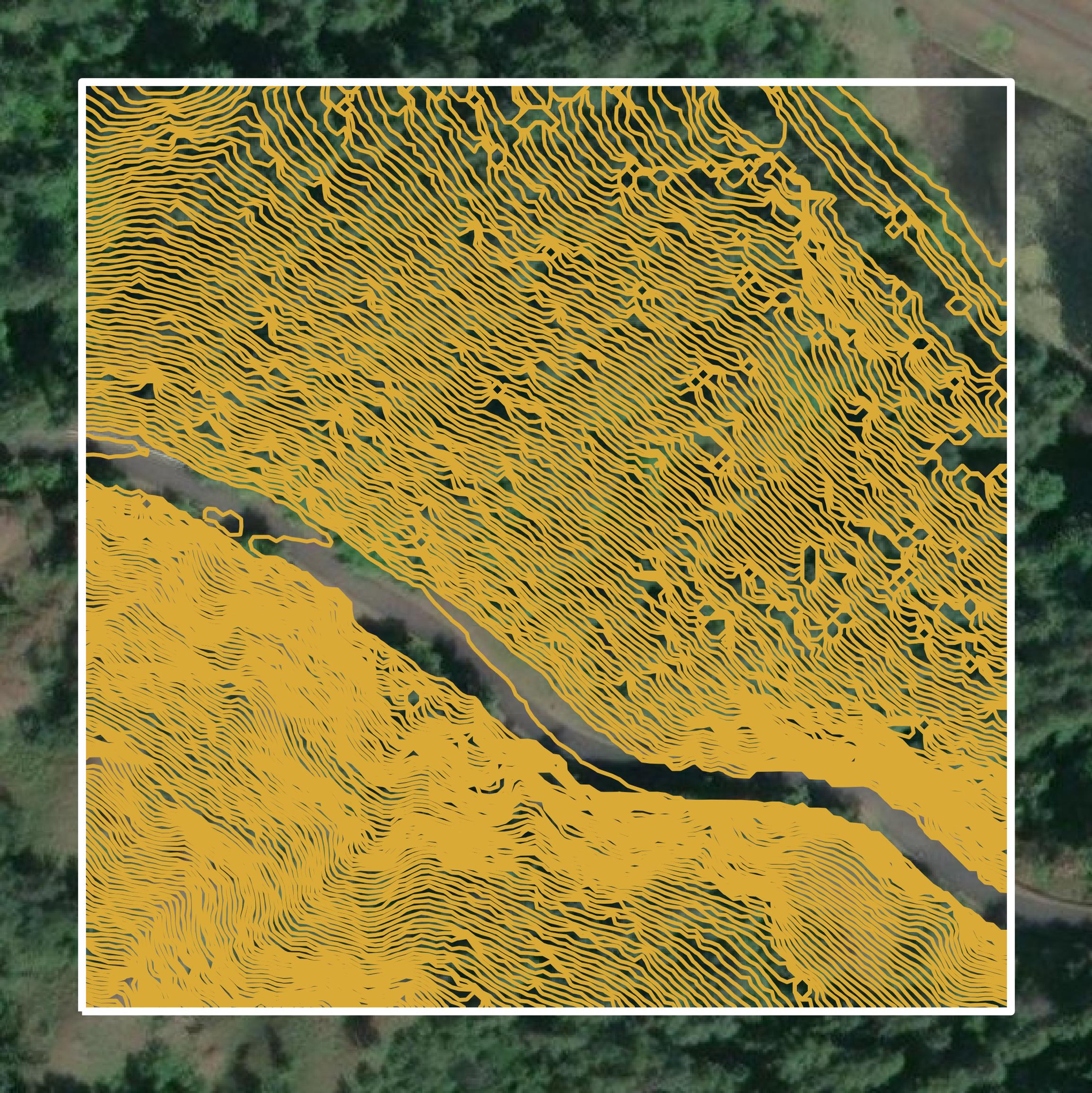 This image shows a contour map in Hood River County created using GIS data in Equator.