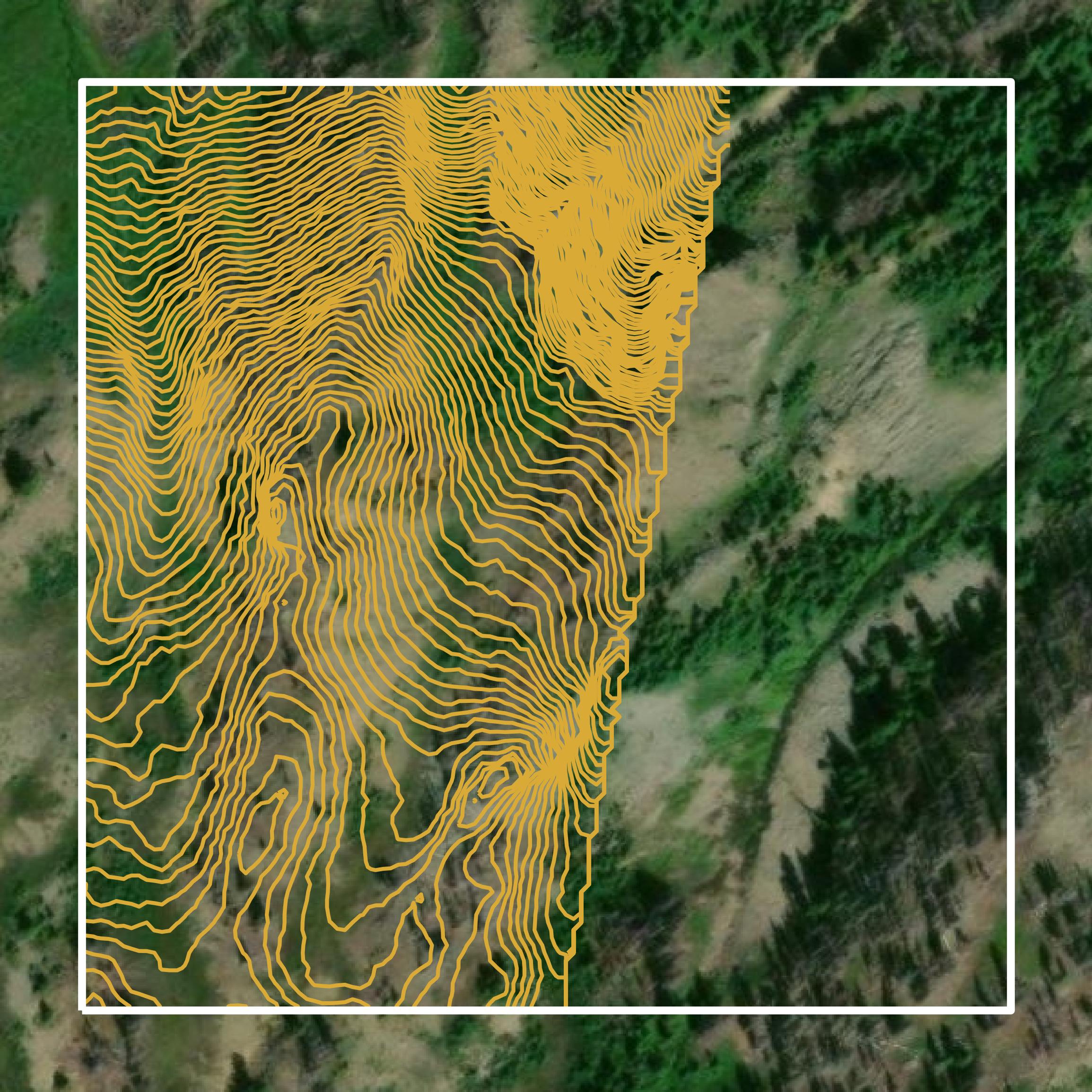 This image shows a contour map in Jefferson County created using GIS data in Equator.