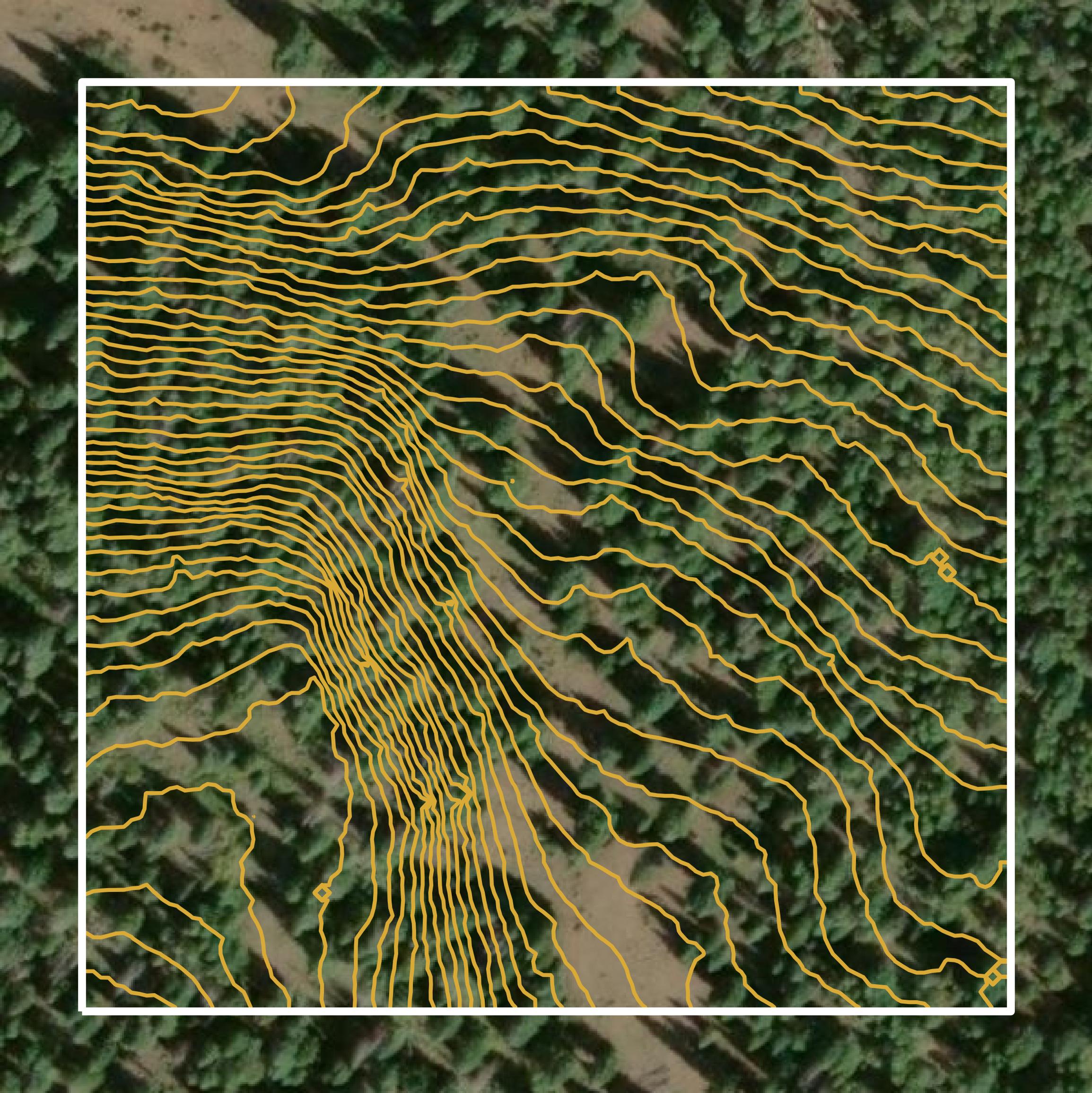 This image shows a contour map in Klamath County created using GIS data in Equator.
