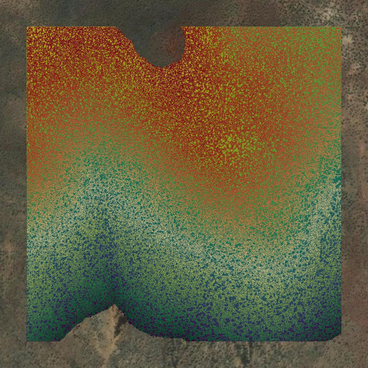 This image shows a LiDAR point cloud in Malheur County created using GIS data in Equator.