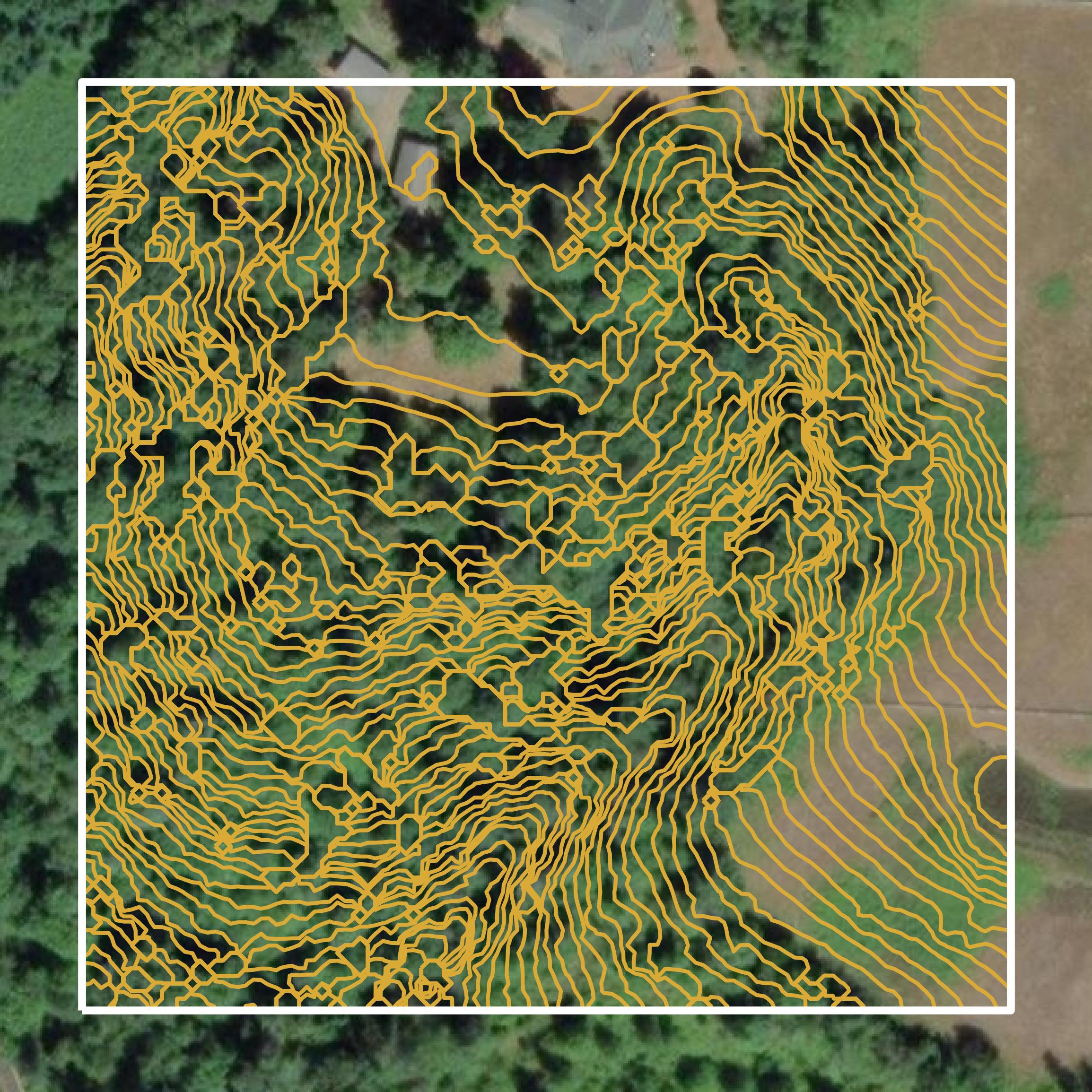 This image shows a contour map in Multnomah County created using GIS data in Equator.