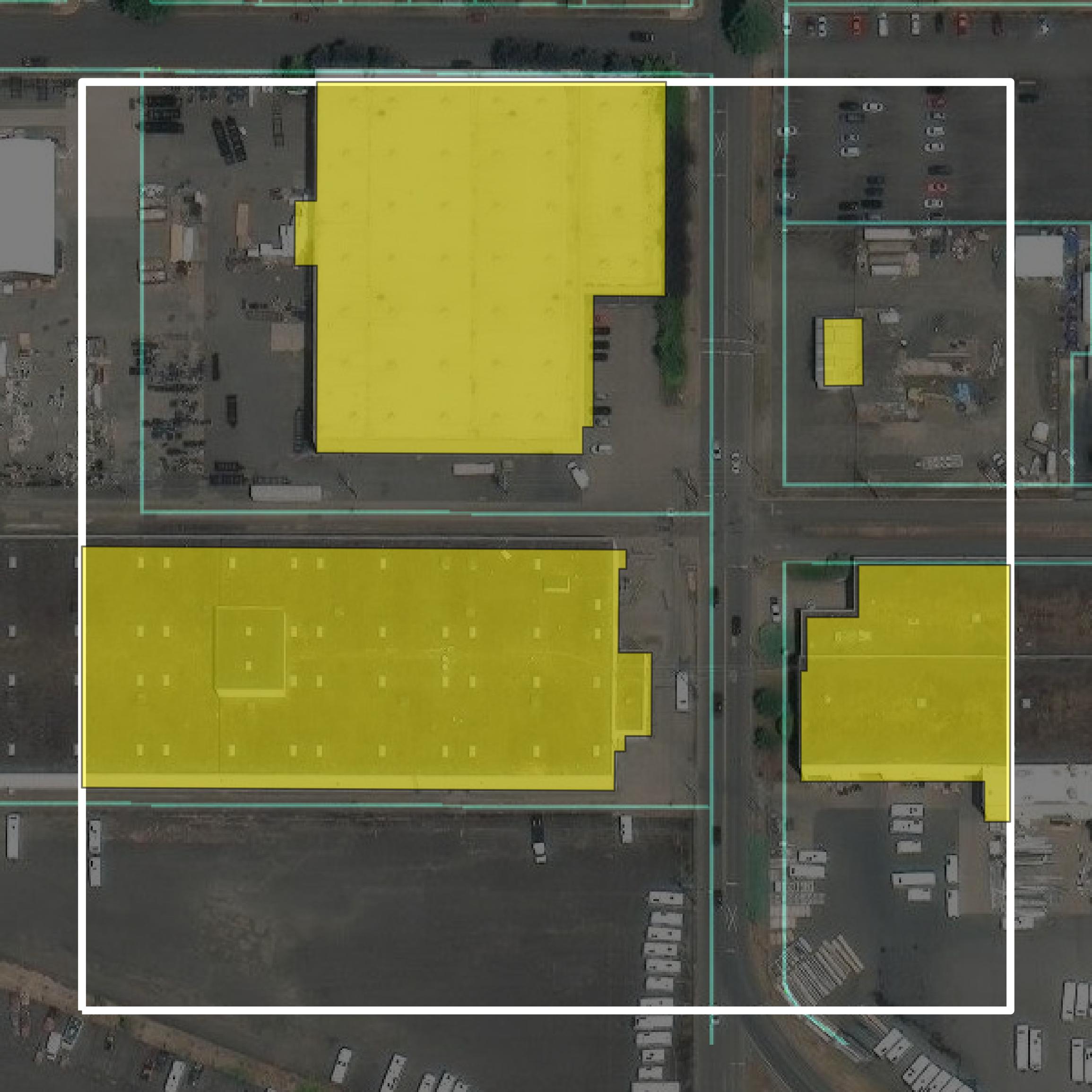 This image shows parcel and building data in Polk County created using GIS data in Equator.