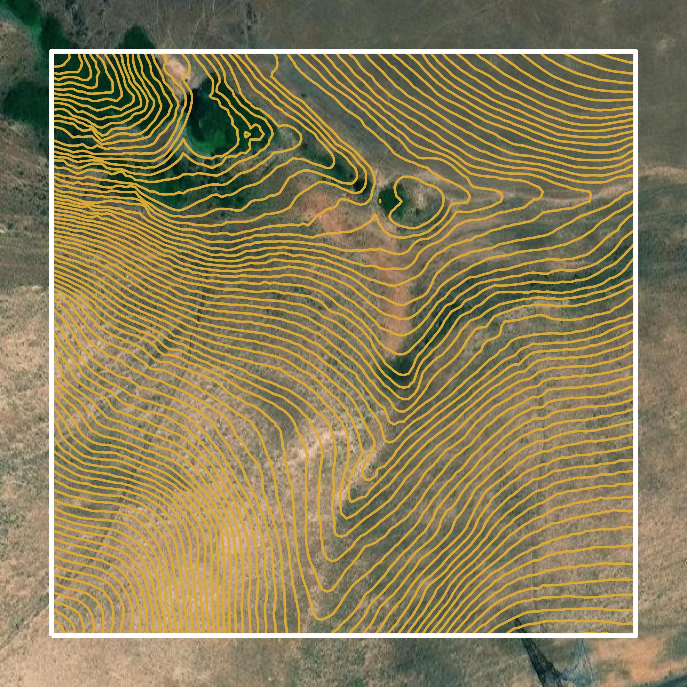 This image shows a contour map in Sherman County created using GIS data in Equator.