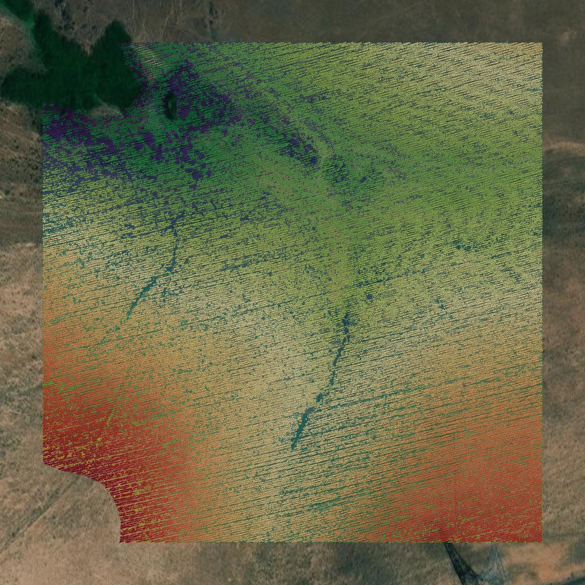This image shows a LiDAR point cloud in Sherman County created using GIS data in Equator.