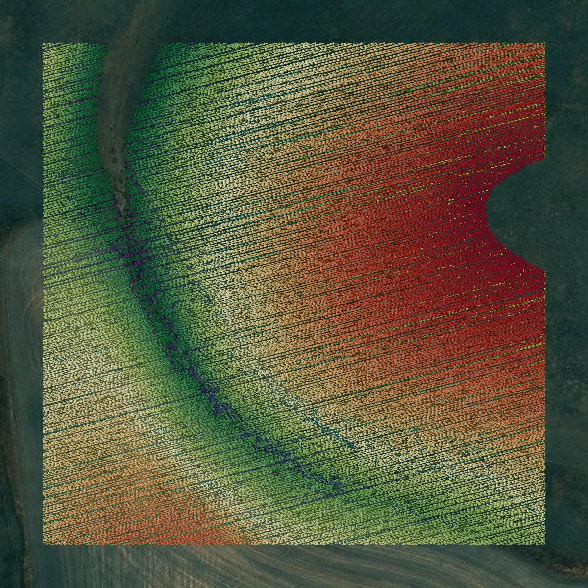 This image shows a LiDAR point cloud in Sherman County created using GIS data in Equator.