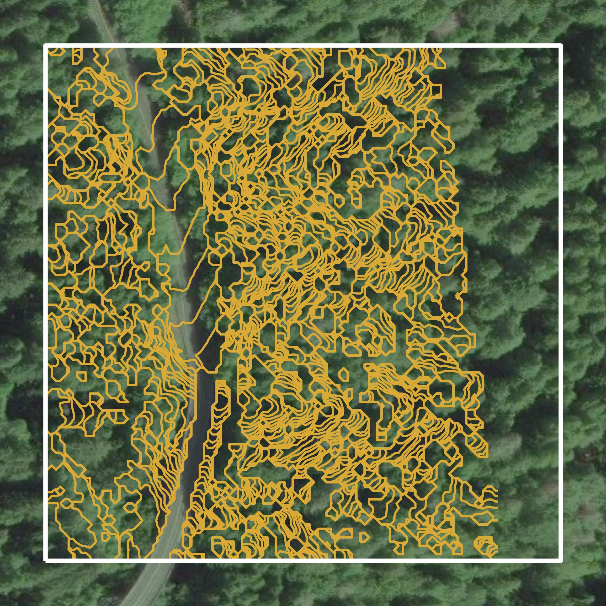 This image shows a contour map in Tillamook County created using GIS data in Equator.