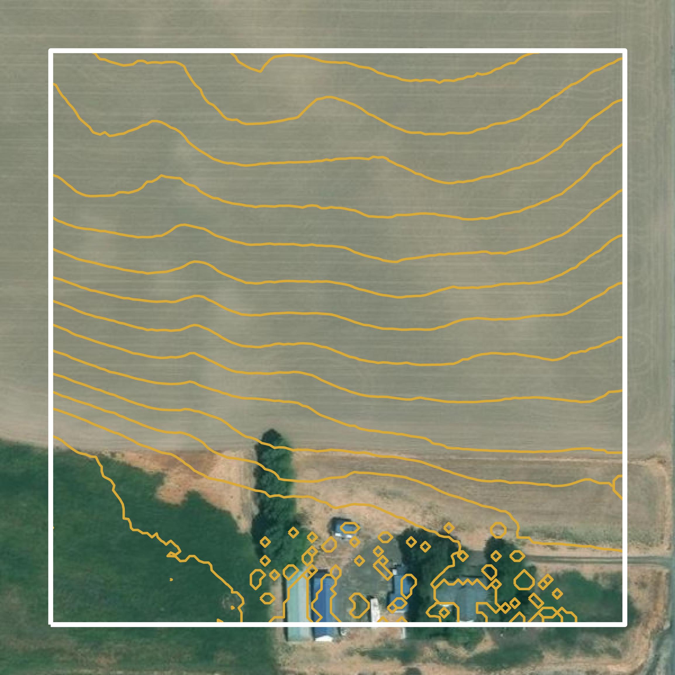 This image shows a contour map in Umatilla County created using GIS data in Equator.