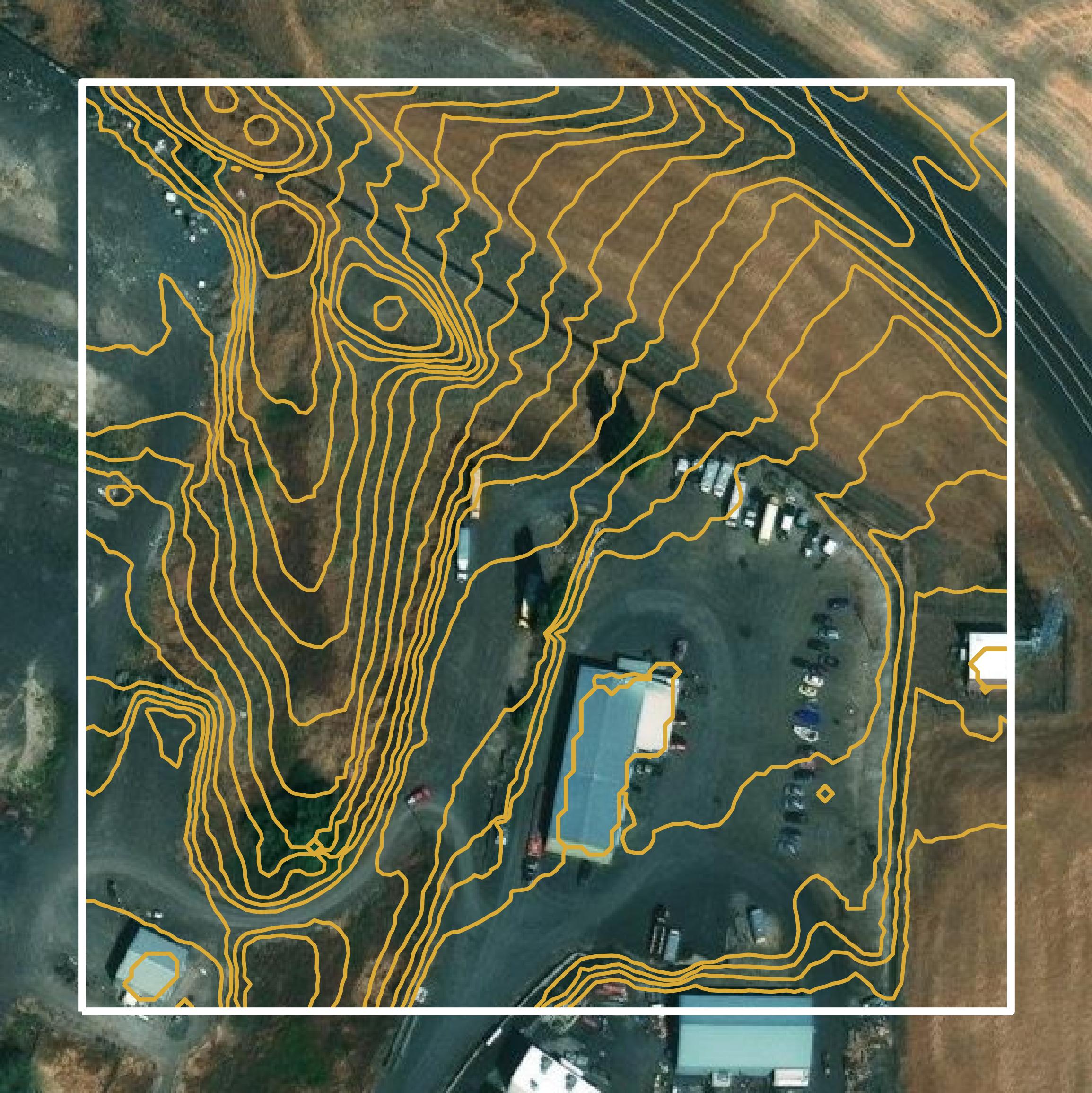 This image shows a contour map in Umatilla County created using GIS data in Equator.