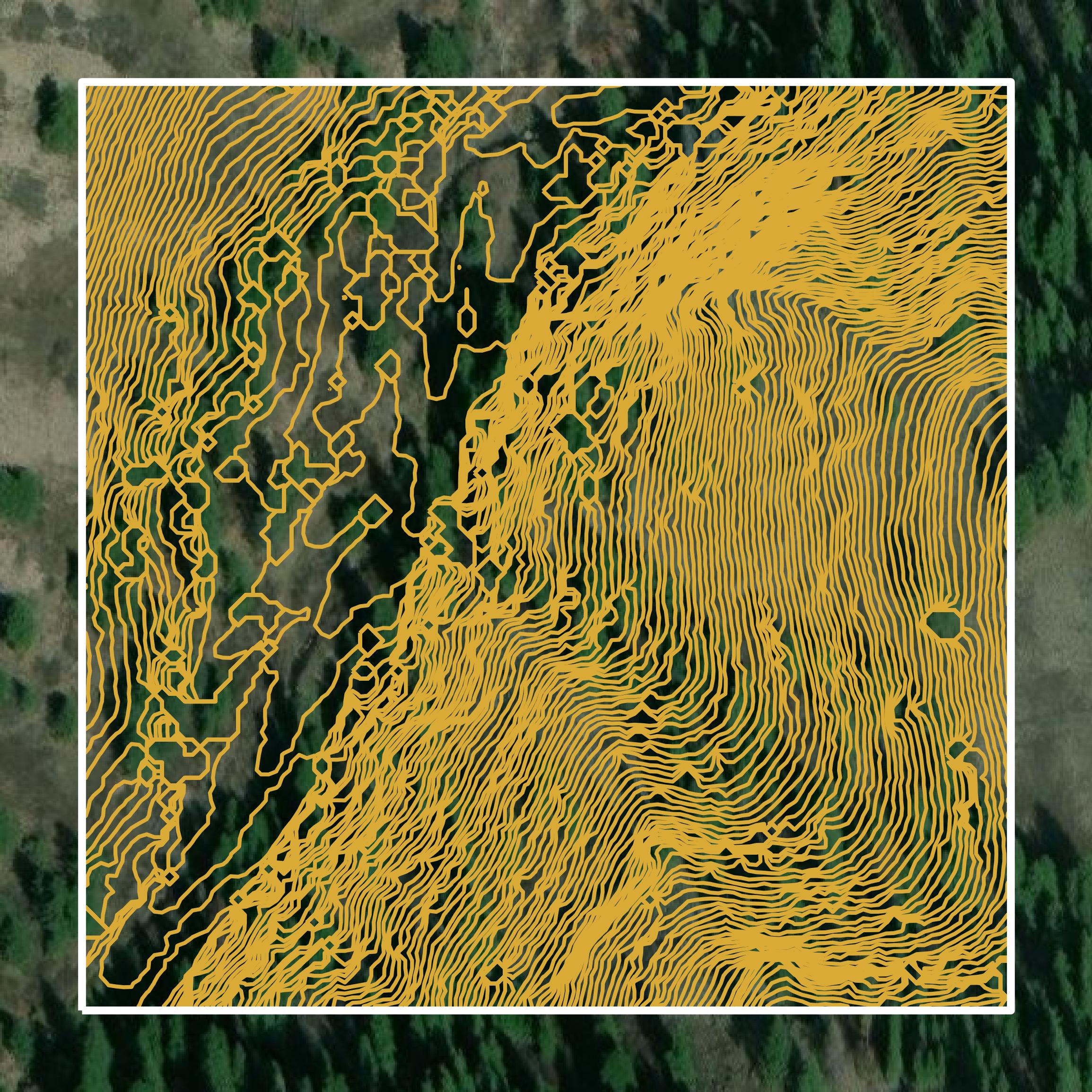 This image shows a contour map in Wallowa County created using GIS data in Equator.