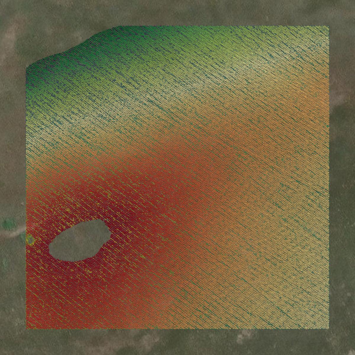 This image shows a LiDAR point cloud in Wasco County created using GIS data in Equator.