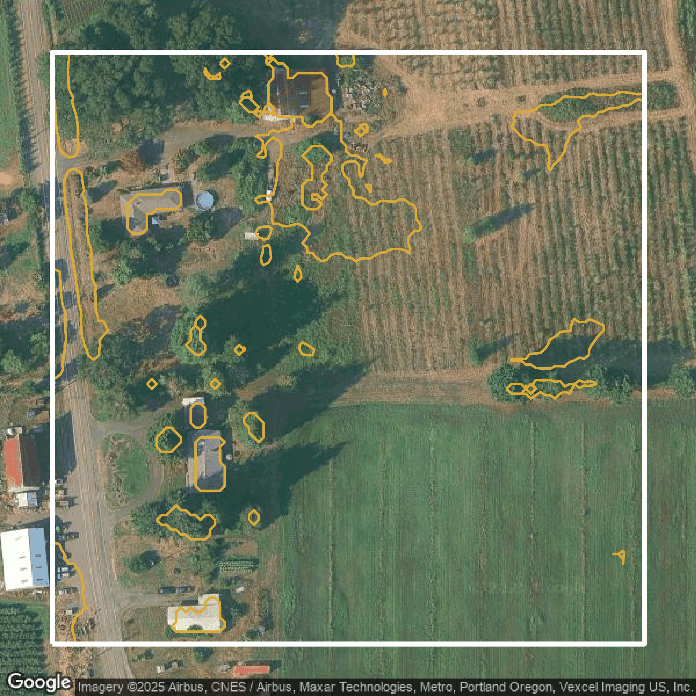 This image shows a contour map in Washington County created using GIS data in Equator.