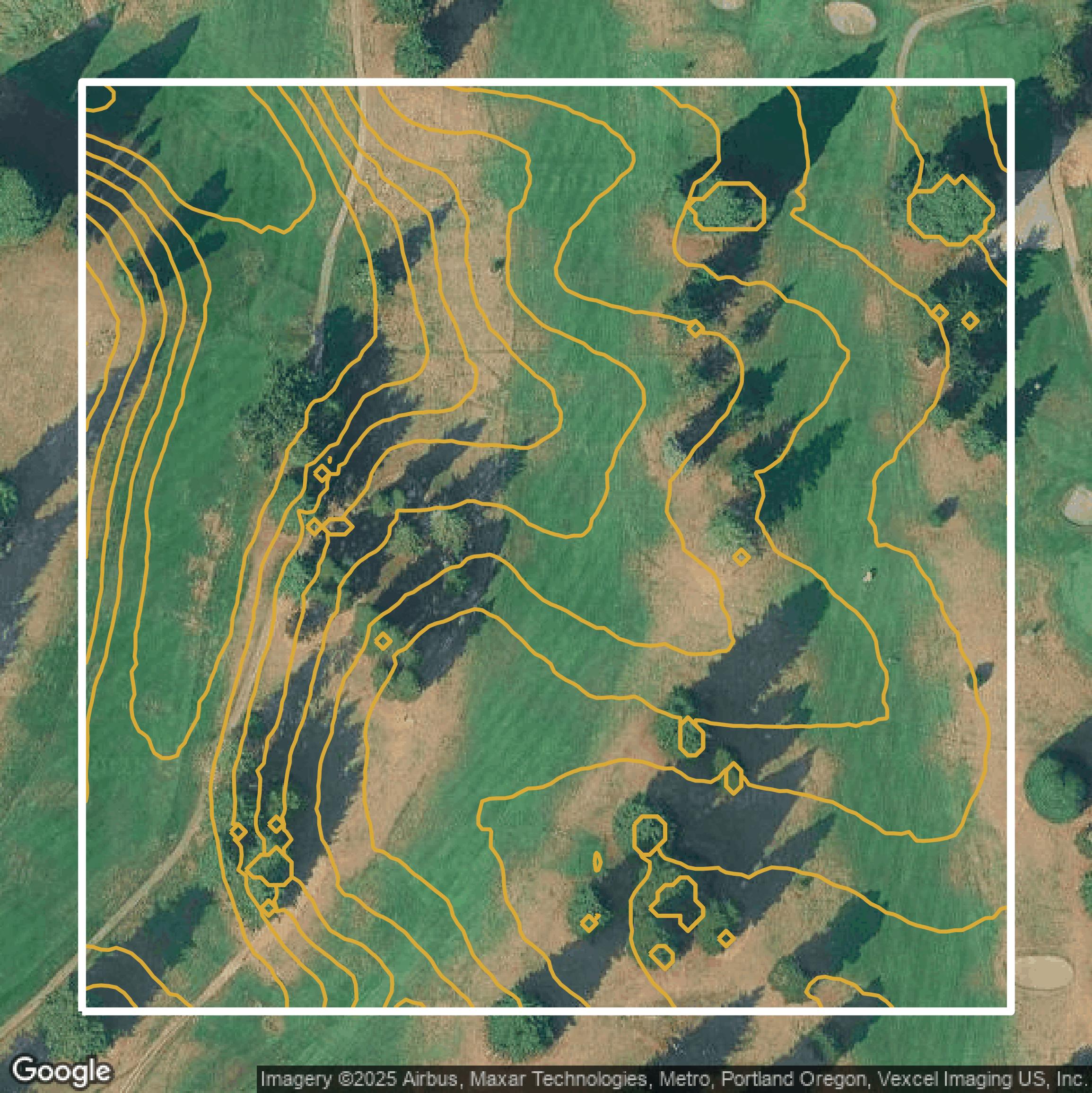 This image shows a contour map in Washington County created using GIS data in Equator.