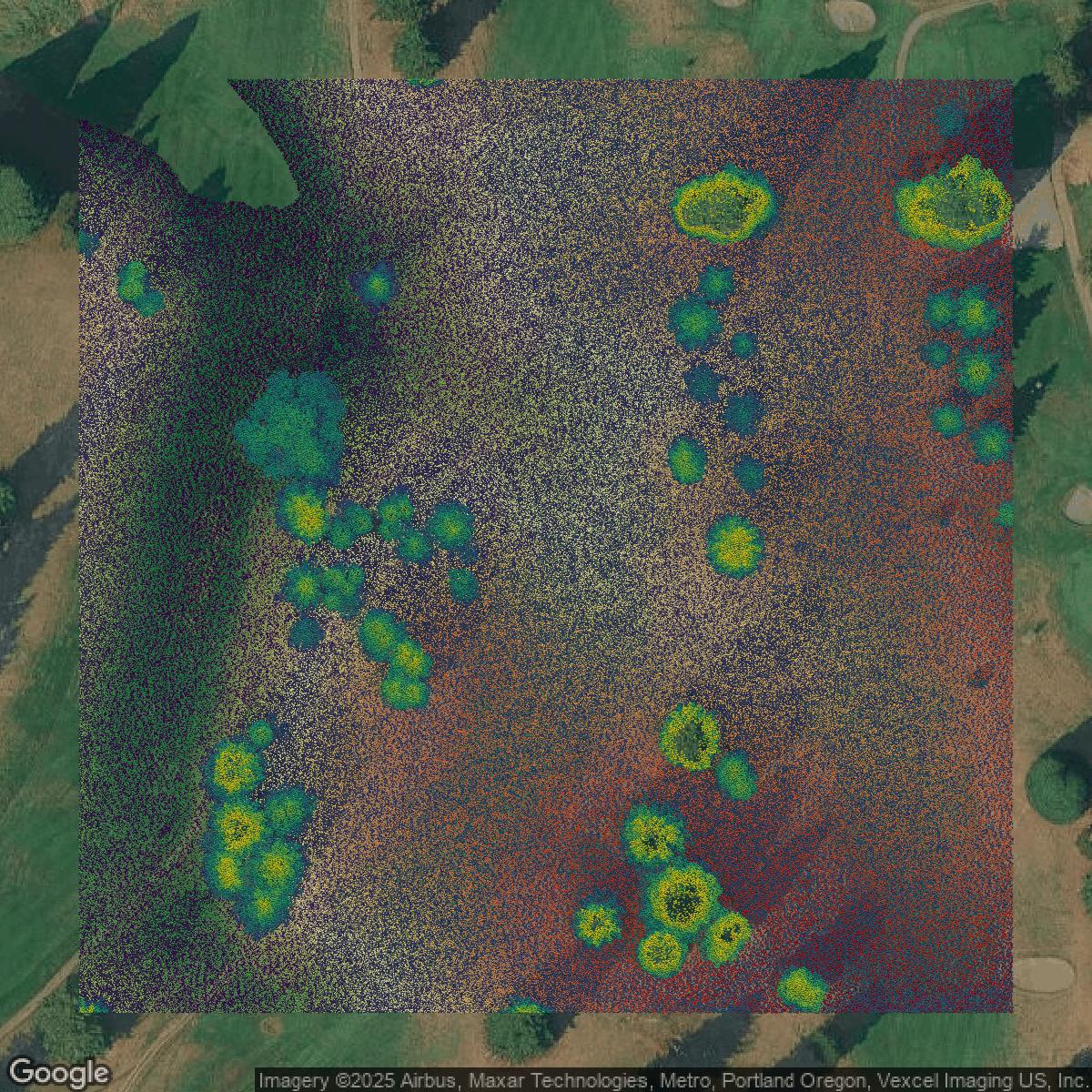 This image shows a LiDAR point cloud in Washington County created using GIS data in Equator.
