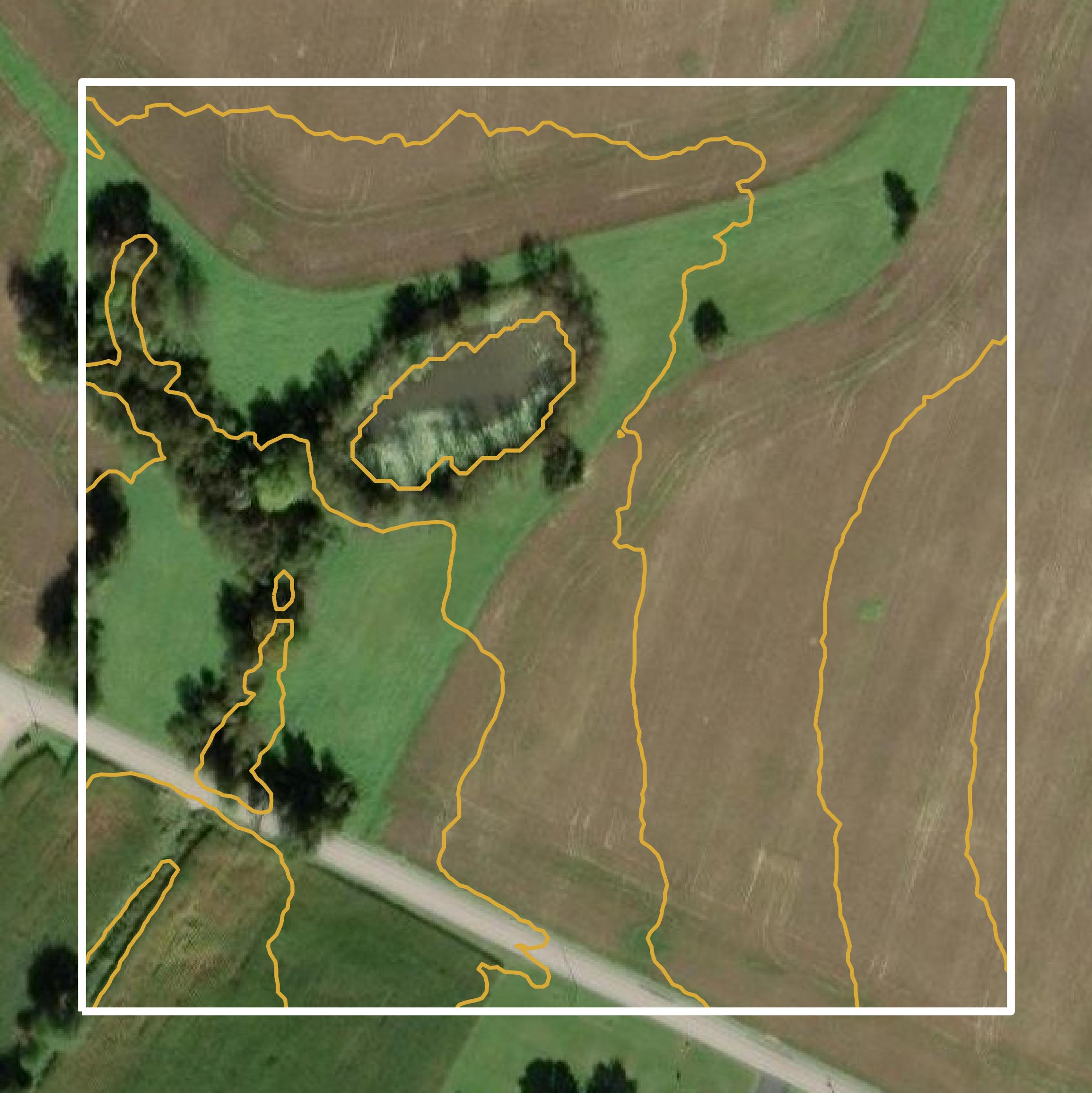 This image shows a contour map in Adams County created using GIS data in Equator.