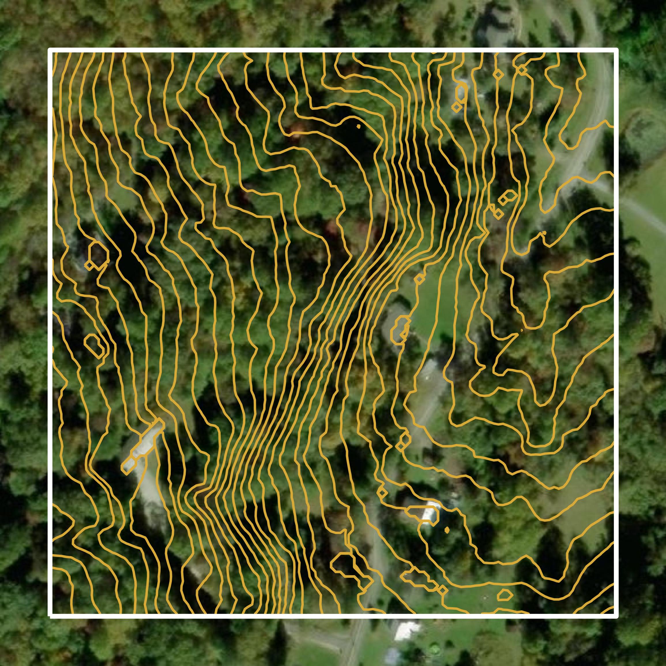 This image shows a contour map in Adams County created using GIS data in Equator.