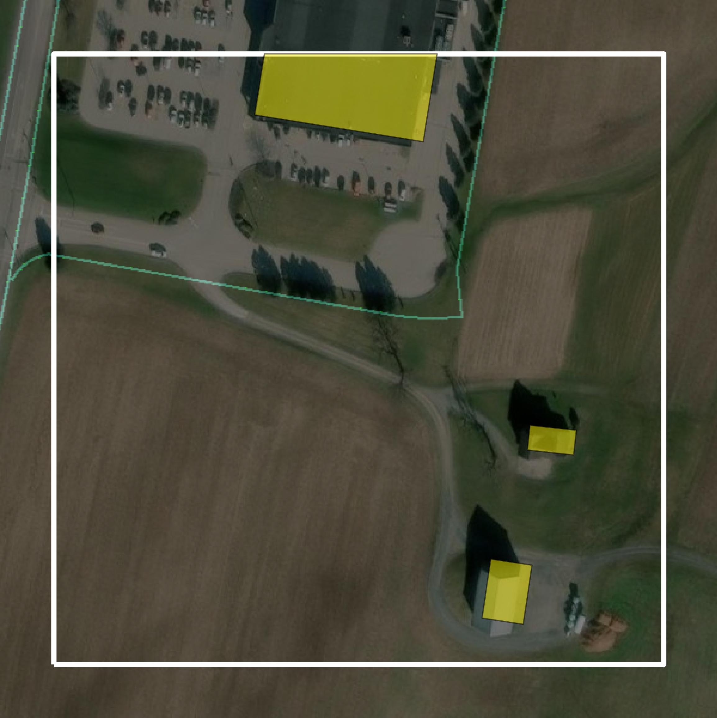 This image shows parcel and building data in Adams County created using GIS data in Equator.