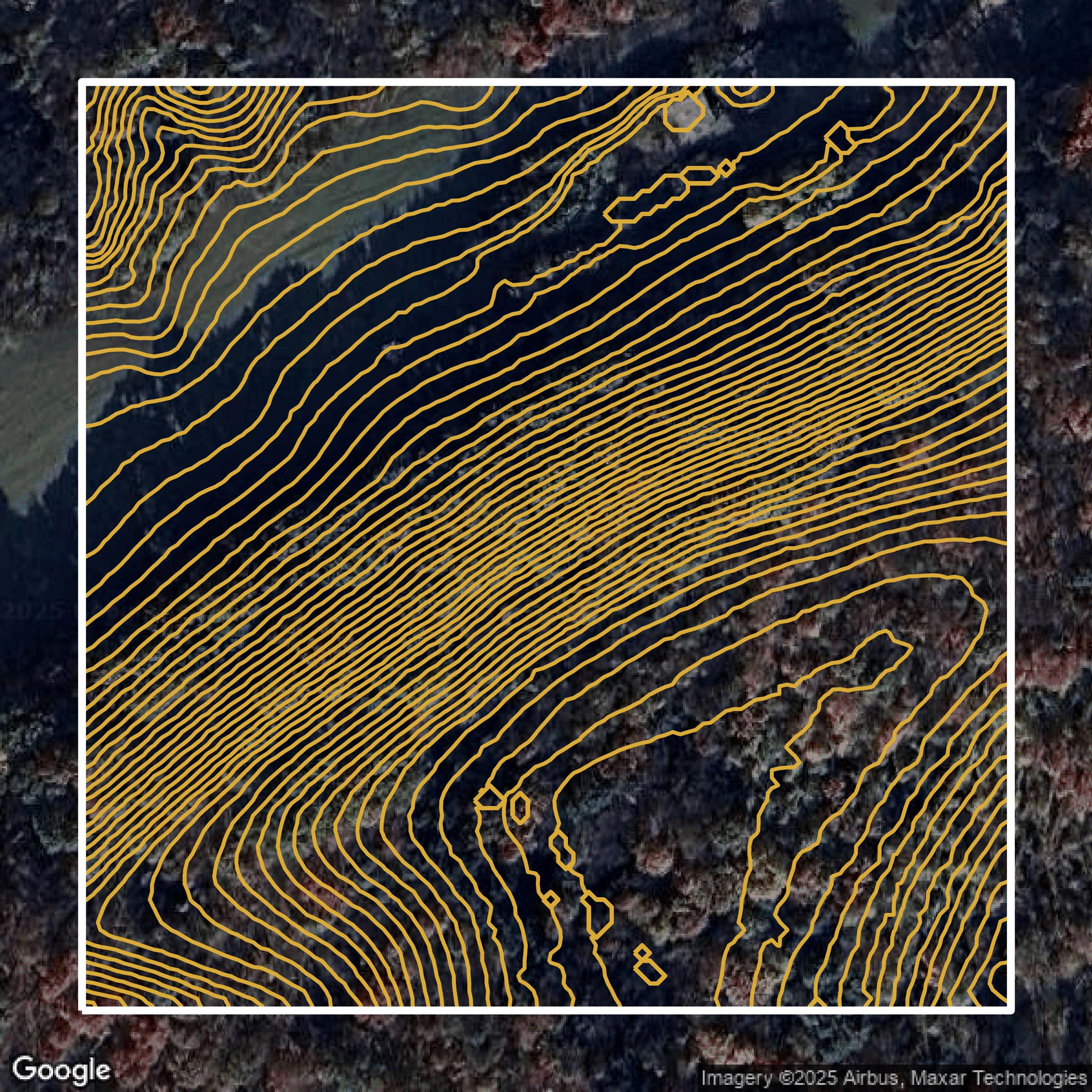 This image shows a contour map in Allegheny County created using GIS data in Equator.