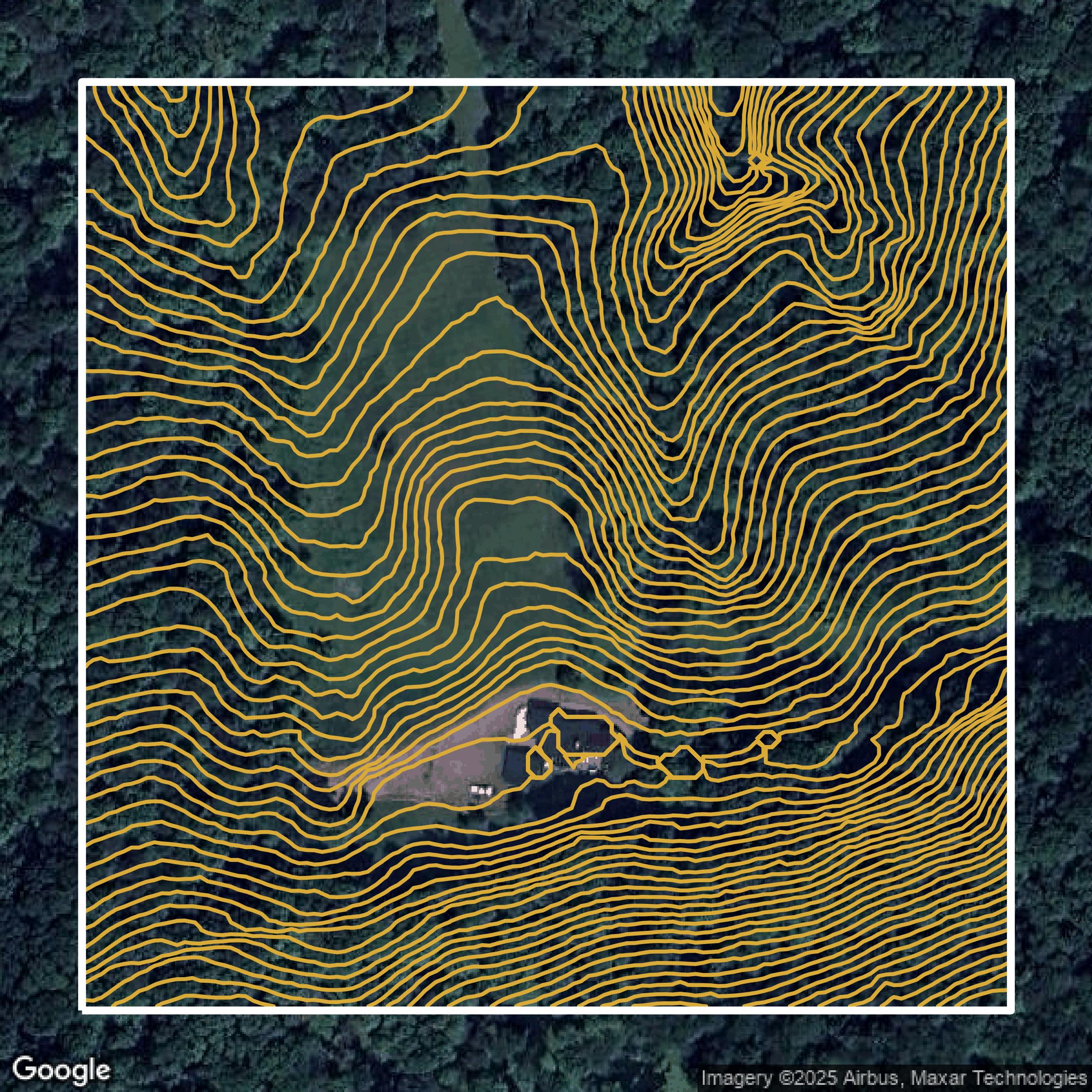 This image shows a contour map in Allegheny County created using GIS data in Equator.