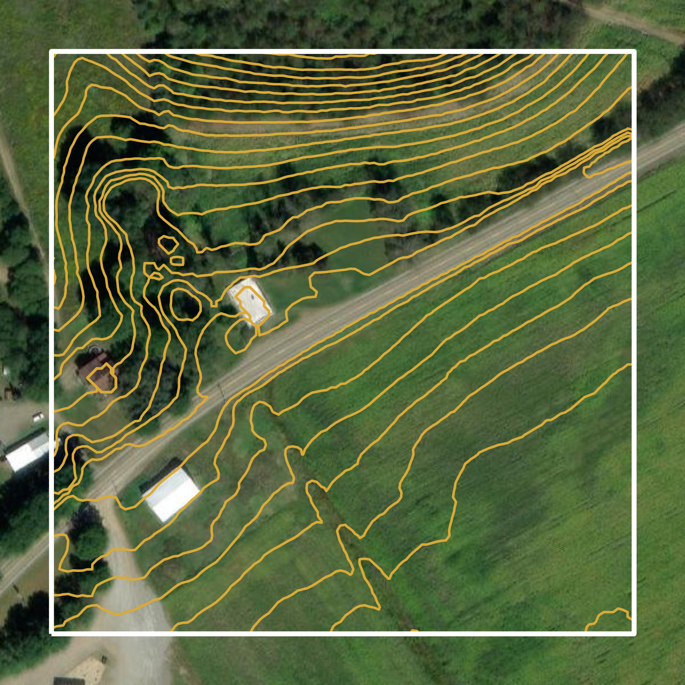 This image shows a contour map in Armstrong County created using GIS data in Equator.