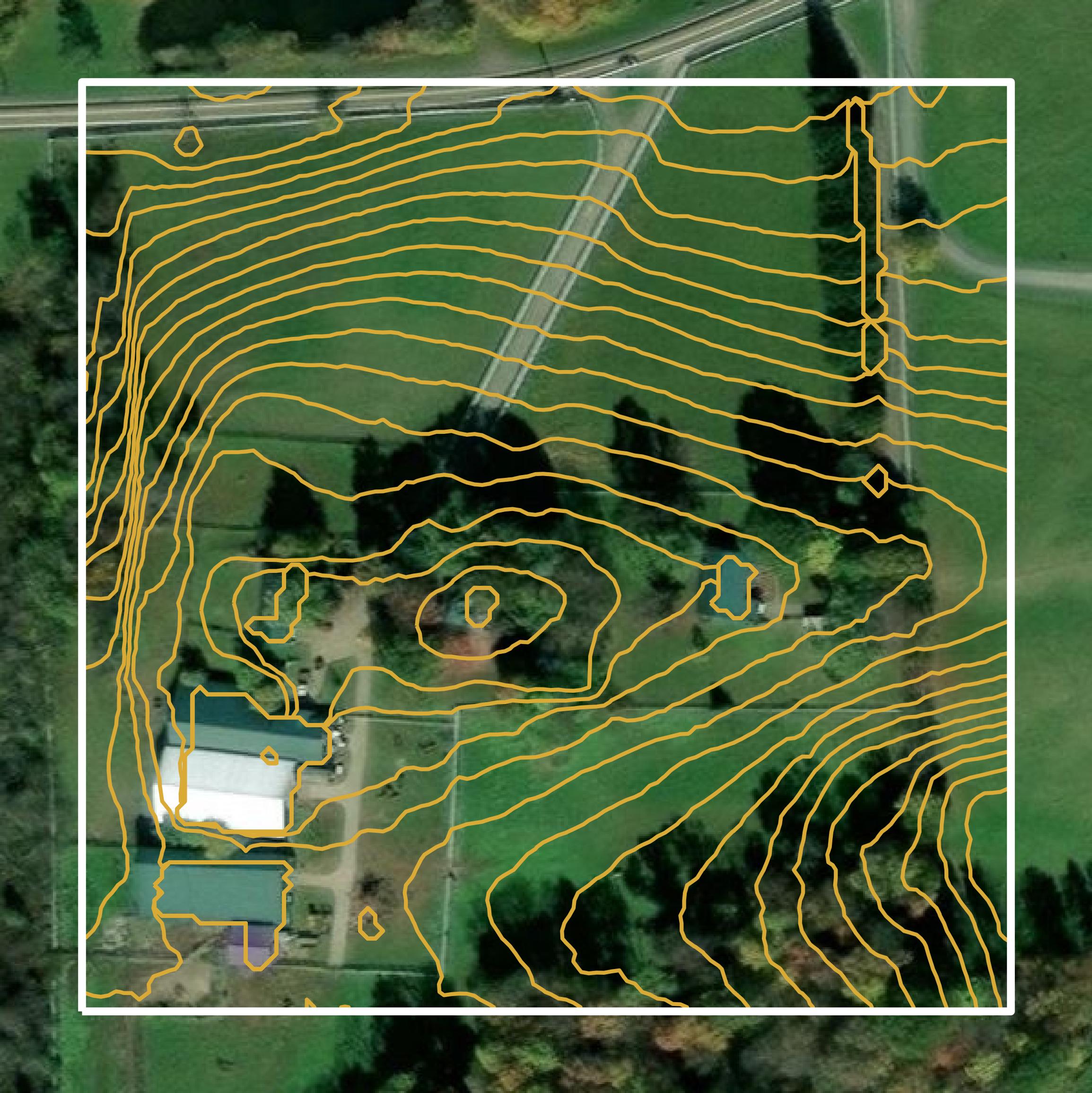 This image shows a contour map in Beaver County created using GIS data in Equator.