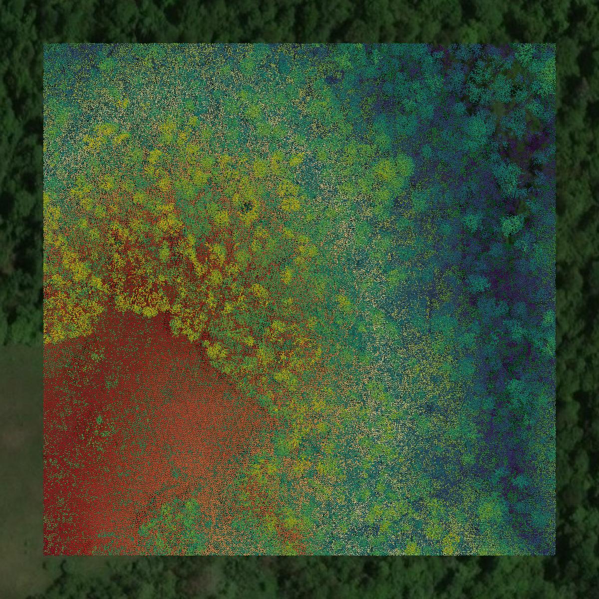 This image shows a LiDAR point cloud in Beaver County created using GIS data in Equator.