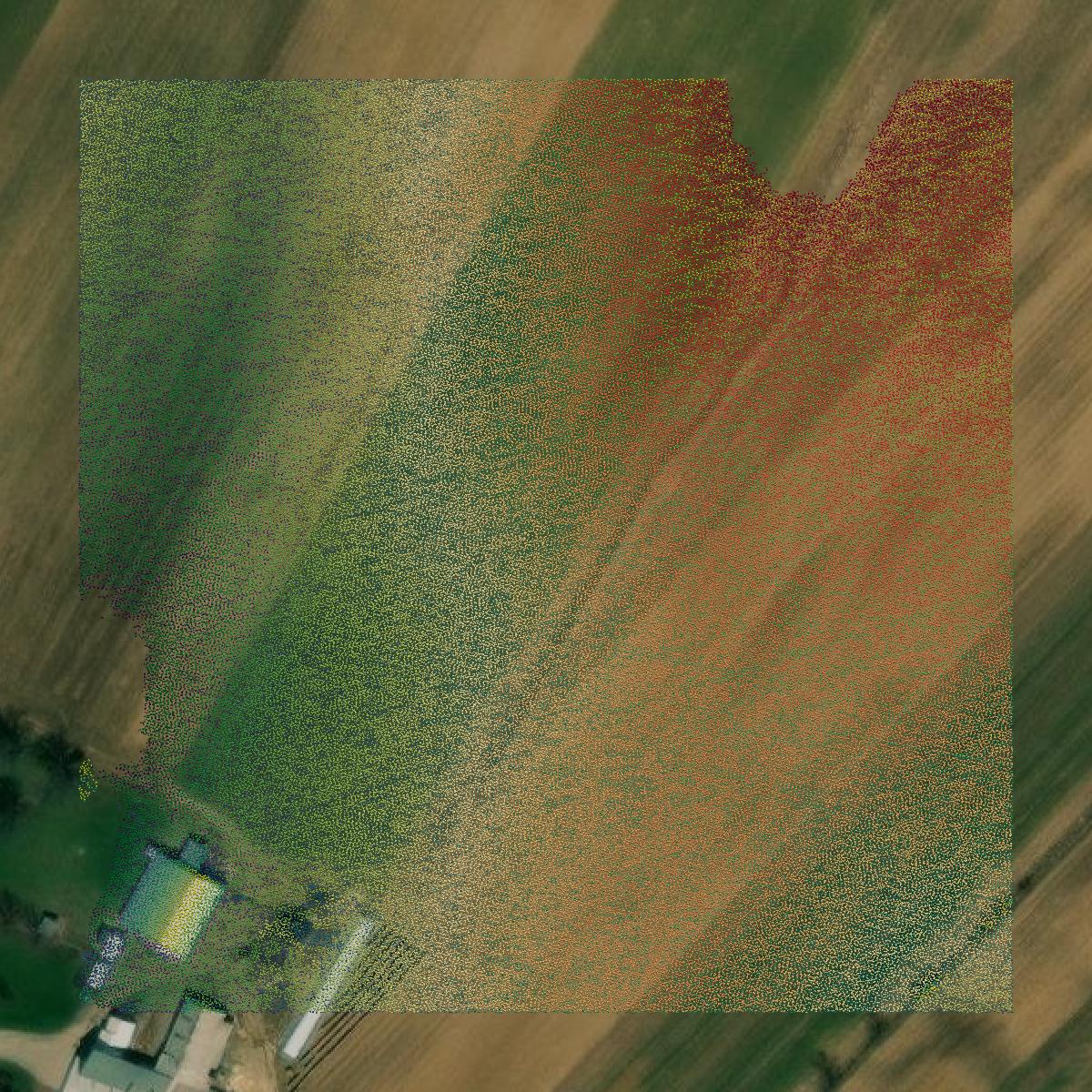 This image shows a LiDAR point cloud in Bedford County created using GIS data in Equator.
