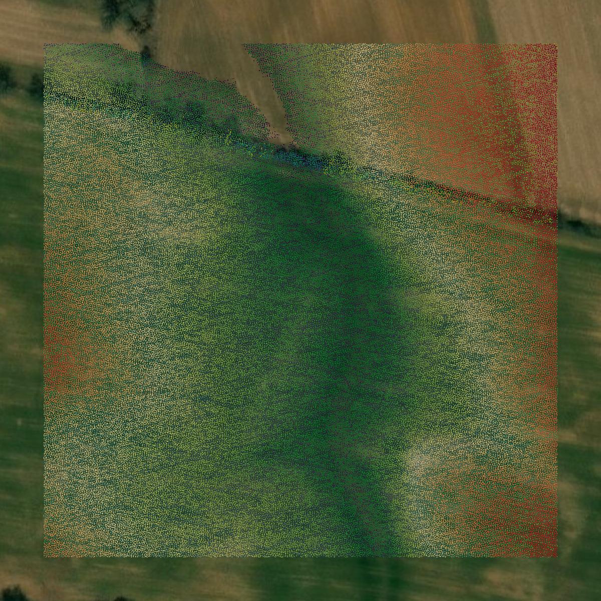 This image shows a LiDAR point cloud in Blair County created using GIS data in Equator.